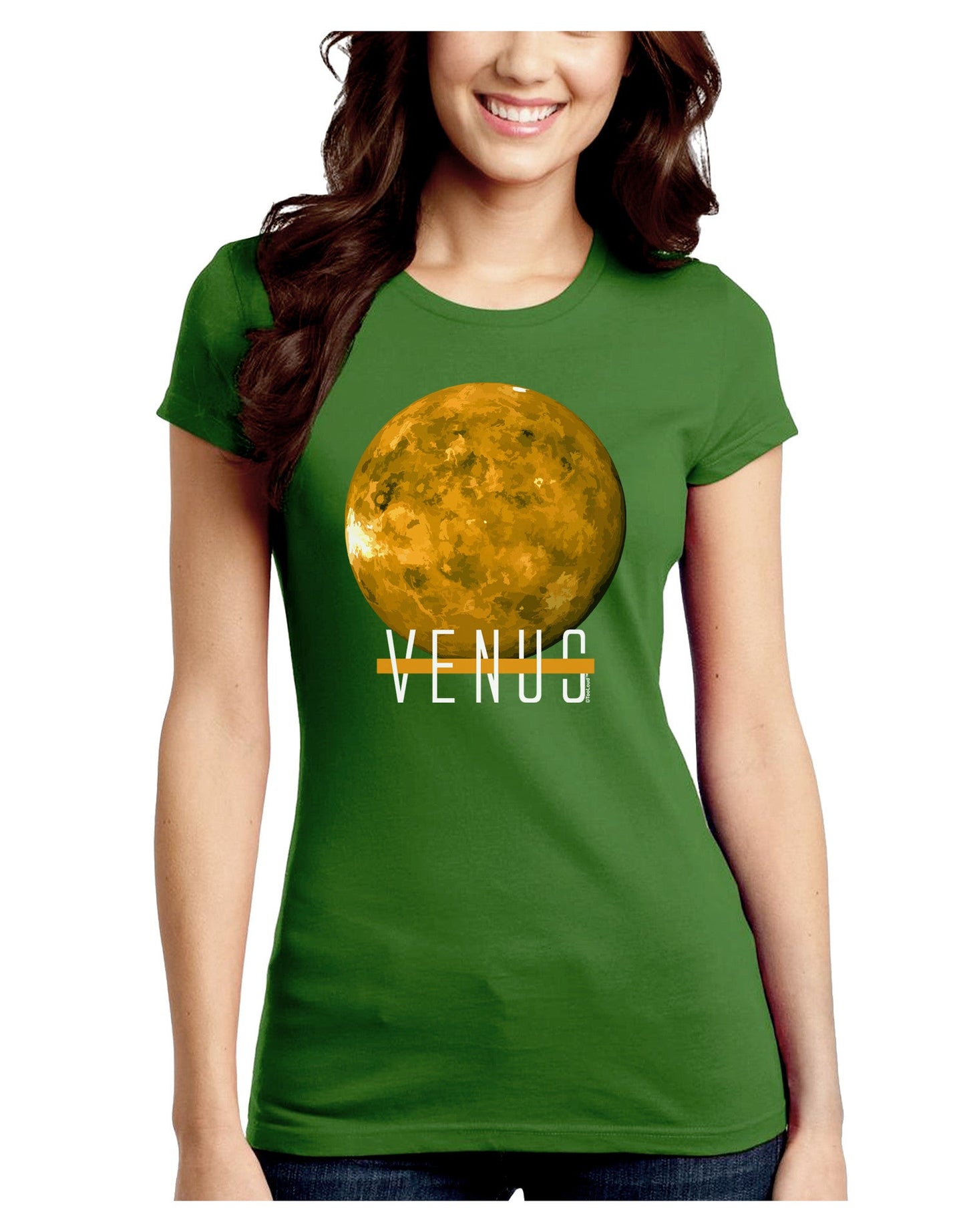 Planet Venus Text Juniors Petite Crew Dark T-Shirt-T-Shirts Juniors Tops-TooLoud-Kiwi-Green-Juniors Fitted Small-Davson Sales