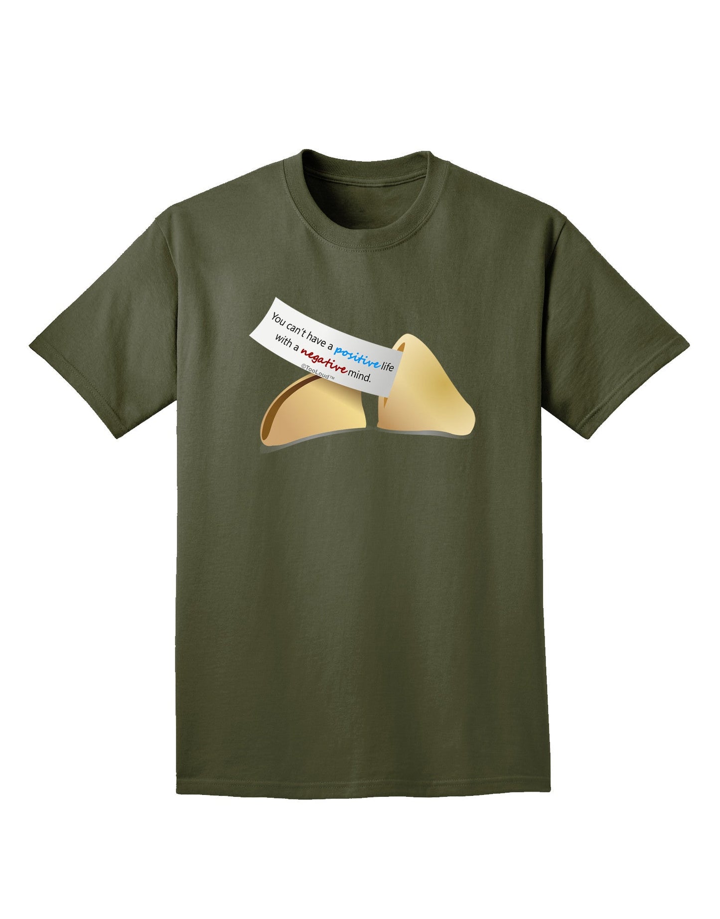 Positive Life - Fortune Cookie Adult Dark T-Shirt-Mens T-Shirt-TooLoud-Military-Green-Small-Davson Sales