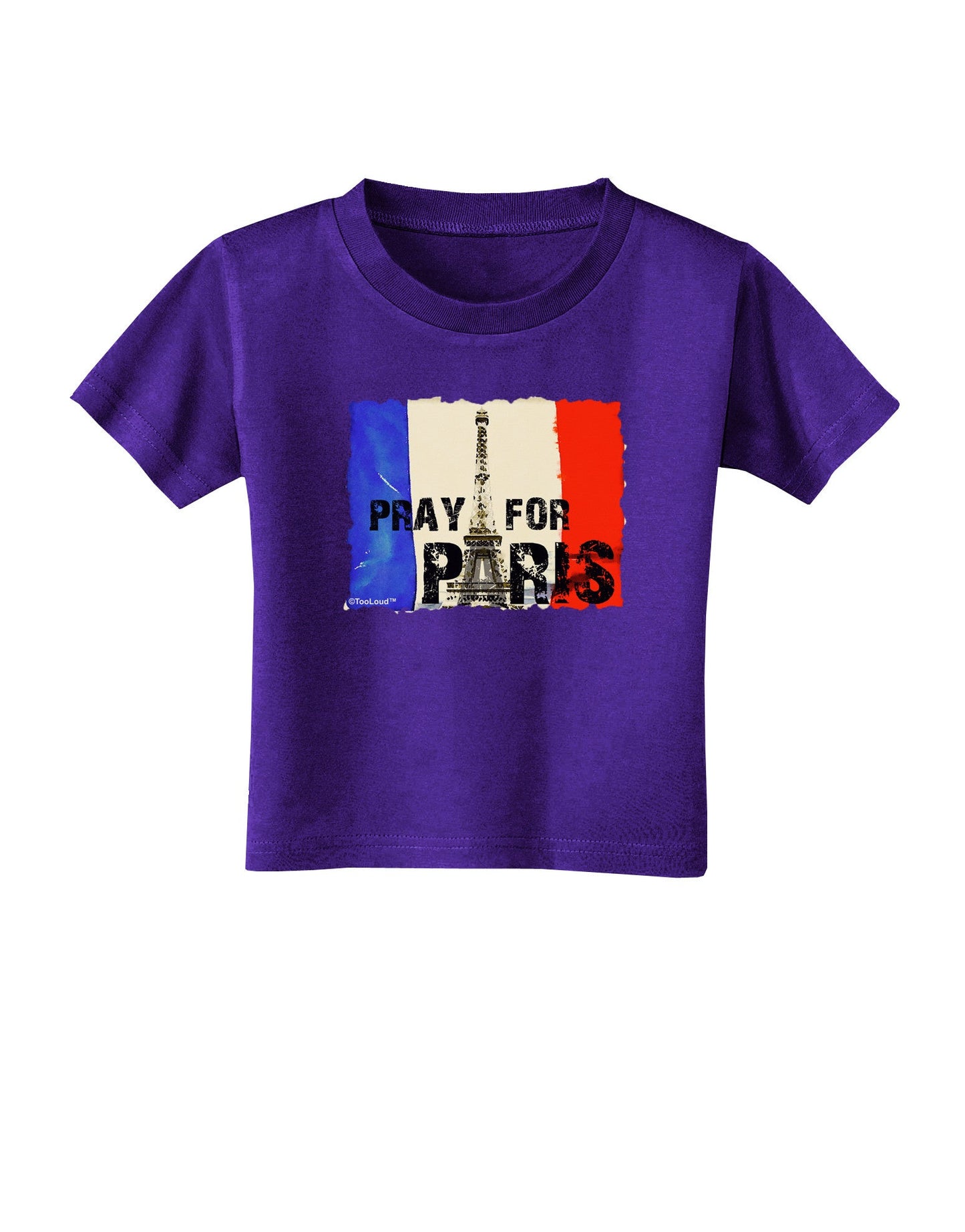 Pray For Paris Watercolor Toddler T-Shirt Dark-Toddler T-Shirt-TooLoud-Purple-2T-Davson Sales
