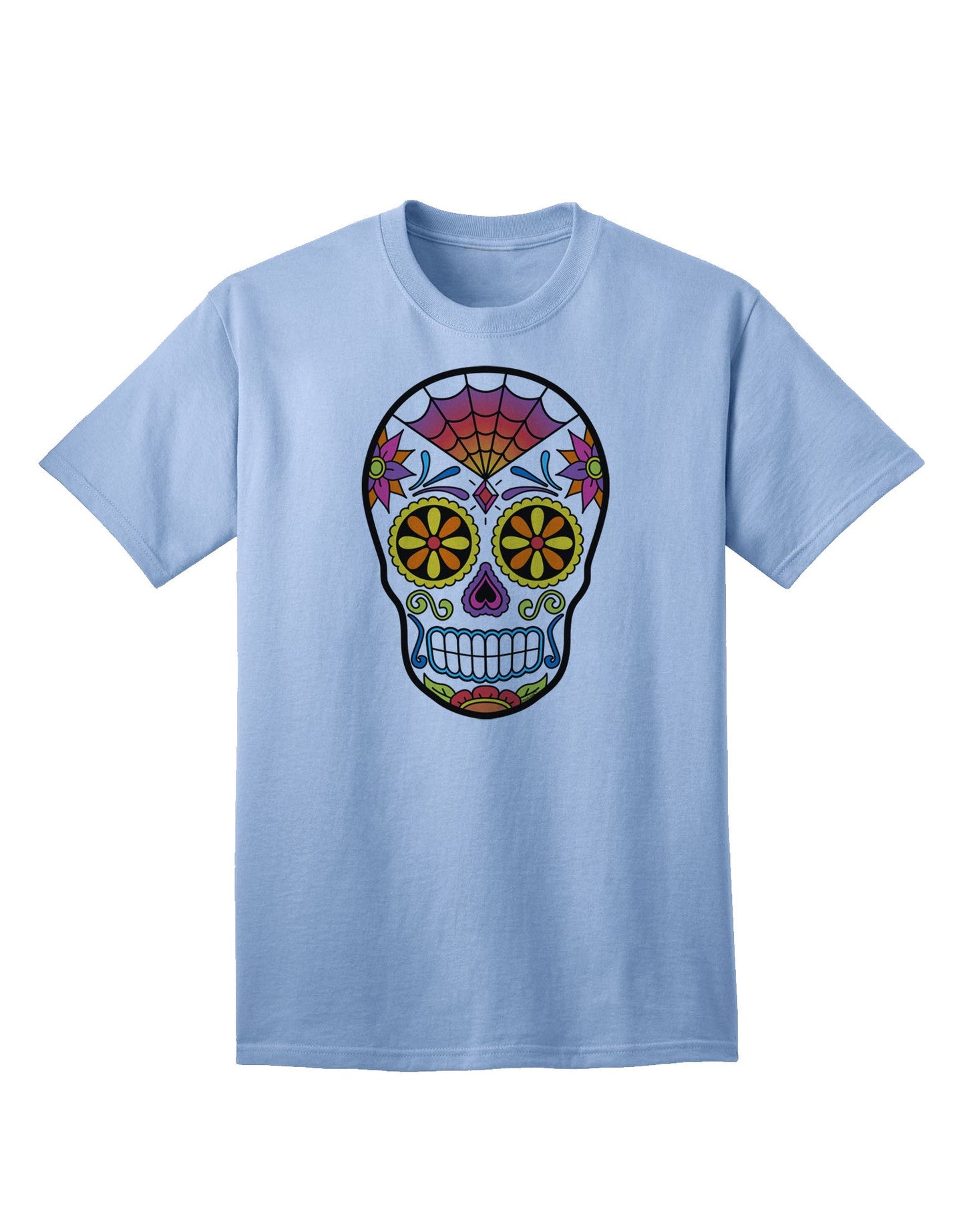 Premium Edition - Colorful Day of the Dead Calavera Adult T-Shirt for the Fashion-Conscious-Mens T-shirts-TooLoud-Light-Blue-Small-Davson Sales