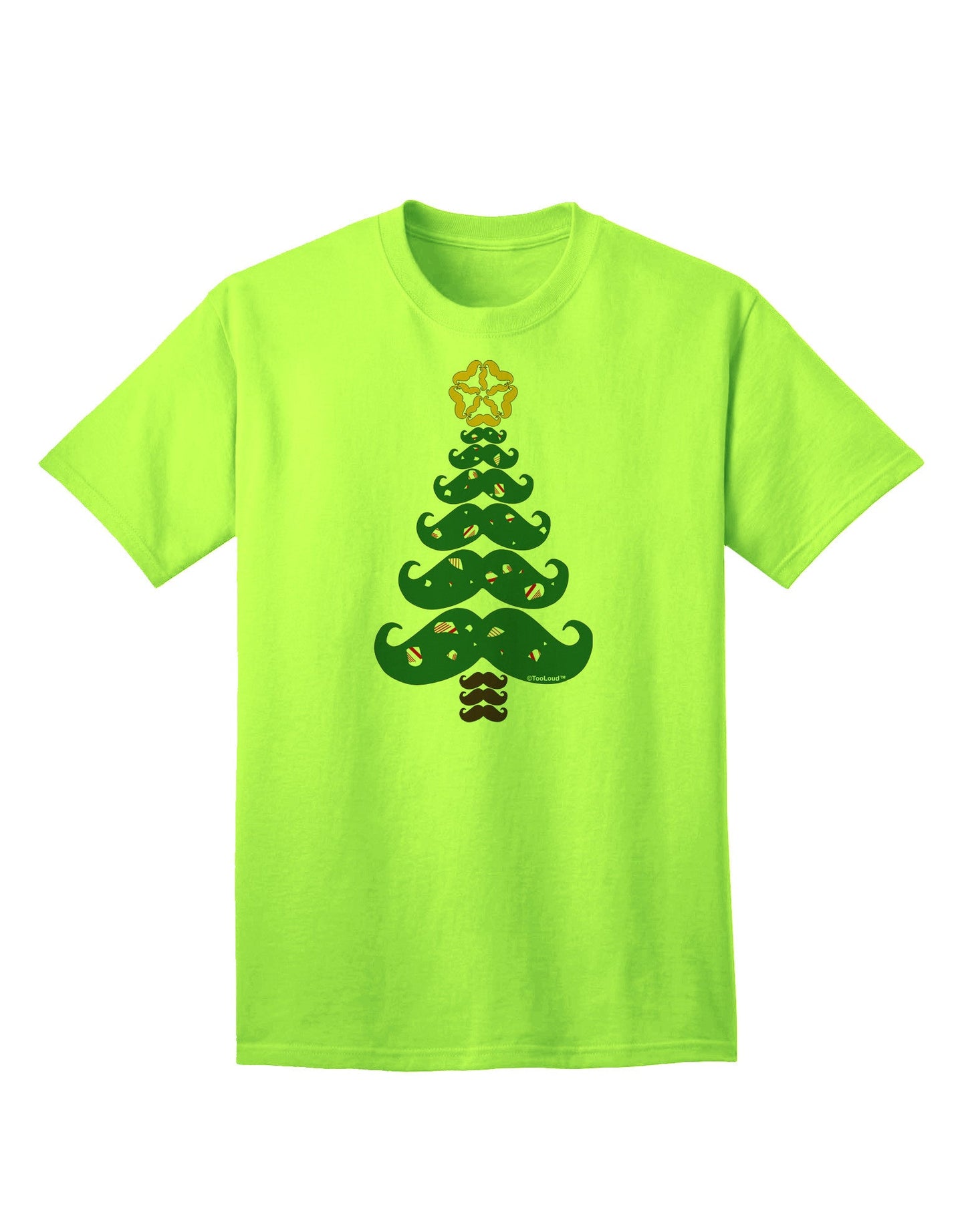 Premium Mustache Christmas Tree Adult T-Shirt - A Festive Essential for the Holiday Season-Mens T-shirts-TooLoud-Neon-Green-Small-Davson Sales