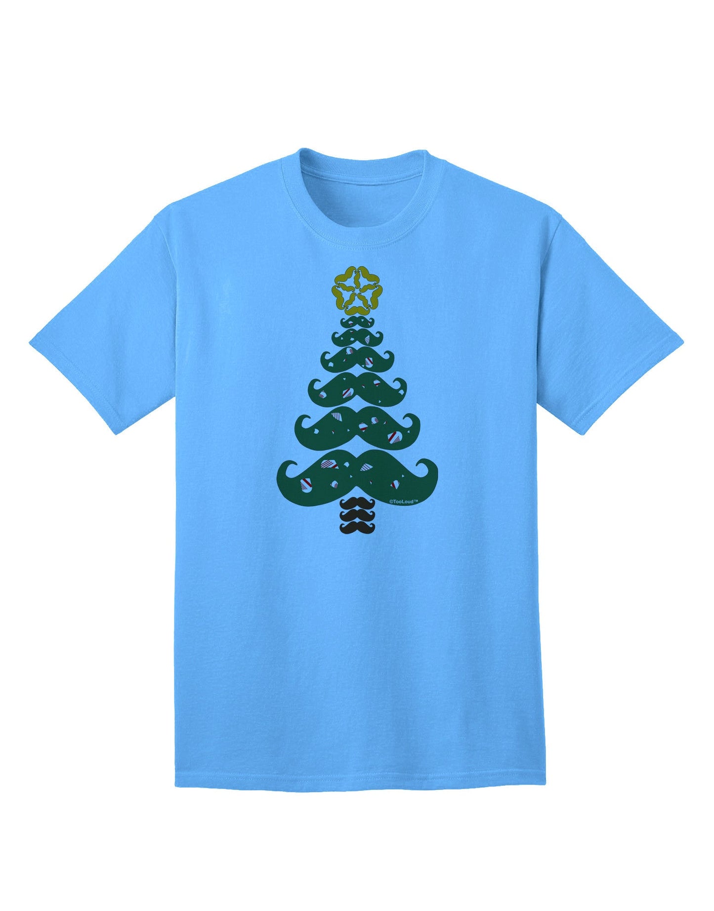 Premium Mustache Christmas Tree Adult T-Shirt - A Festive Essential for the Holiday Season-Mens T-shirts-TooLoud-Aquatic-Blue-Small-Davson Sales
