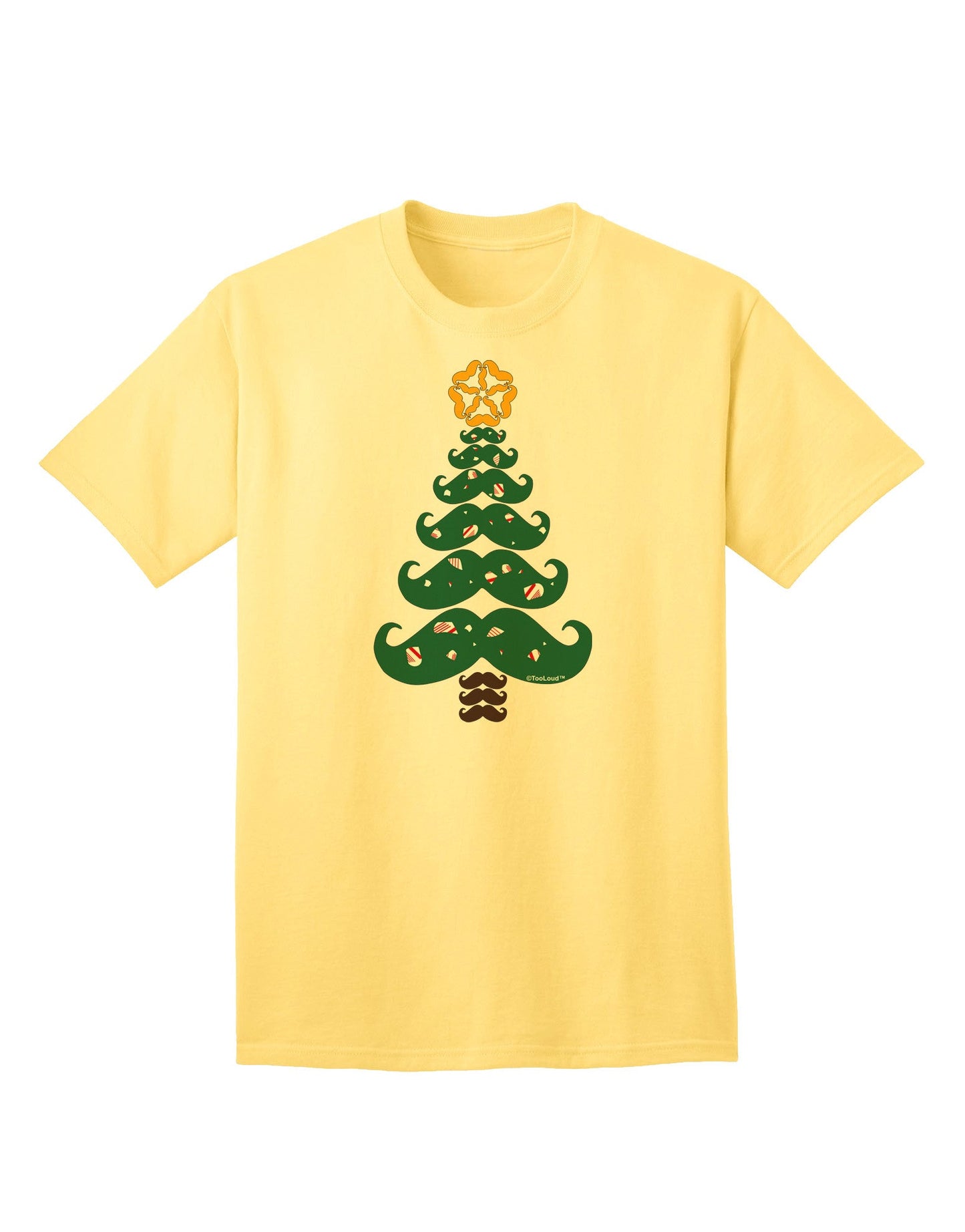 Premium Mustache Christmas Tree Adult T-Shirt - A Festive Essential for the Holiday Season-Mens T-shirts-TooLoud-Yellow-Small-Davson Sales