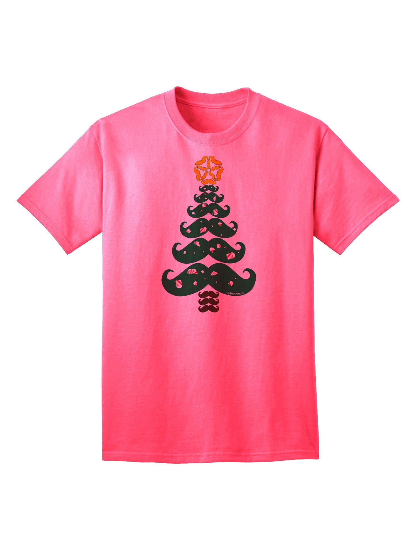 Premium Mustache Christmas Tree Adult T-Shirt - A Festive Essential for the Holiday Season-Mens T-shirts-TooLoud-Neon-Pink-Small-Davson Sales