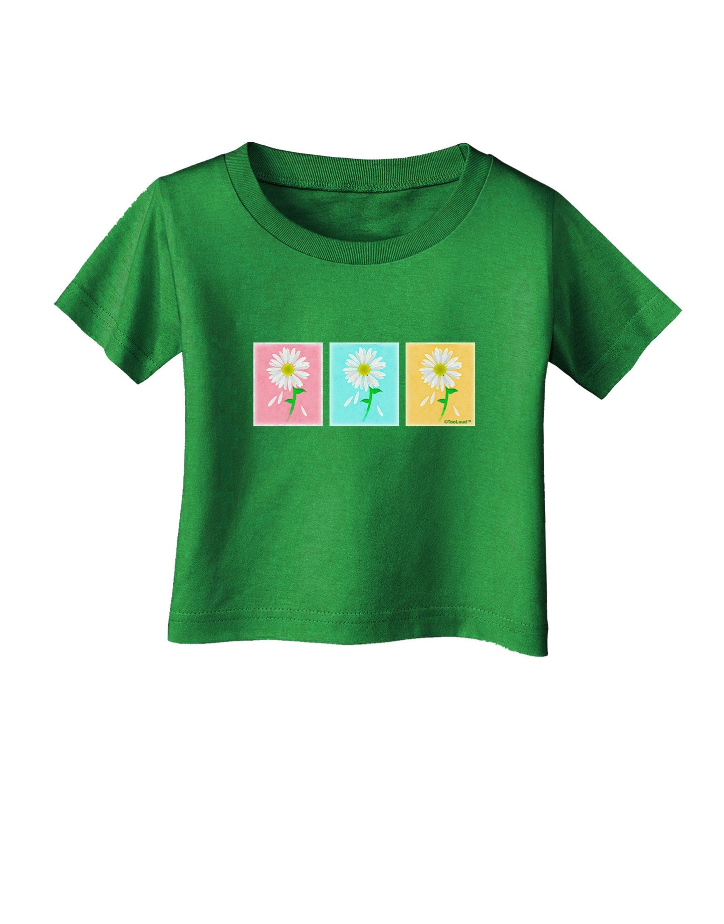 Pretty Daisies Watercolor Infant T-Shirt Dark-Infant T-Shirt-TooLoud-Clover-Green-06-Months-Davson Sales