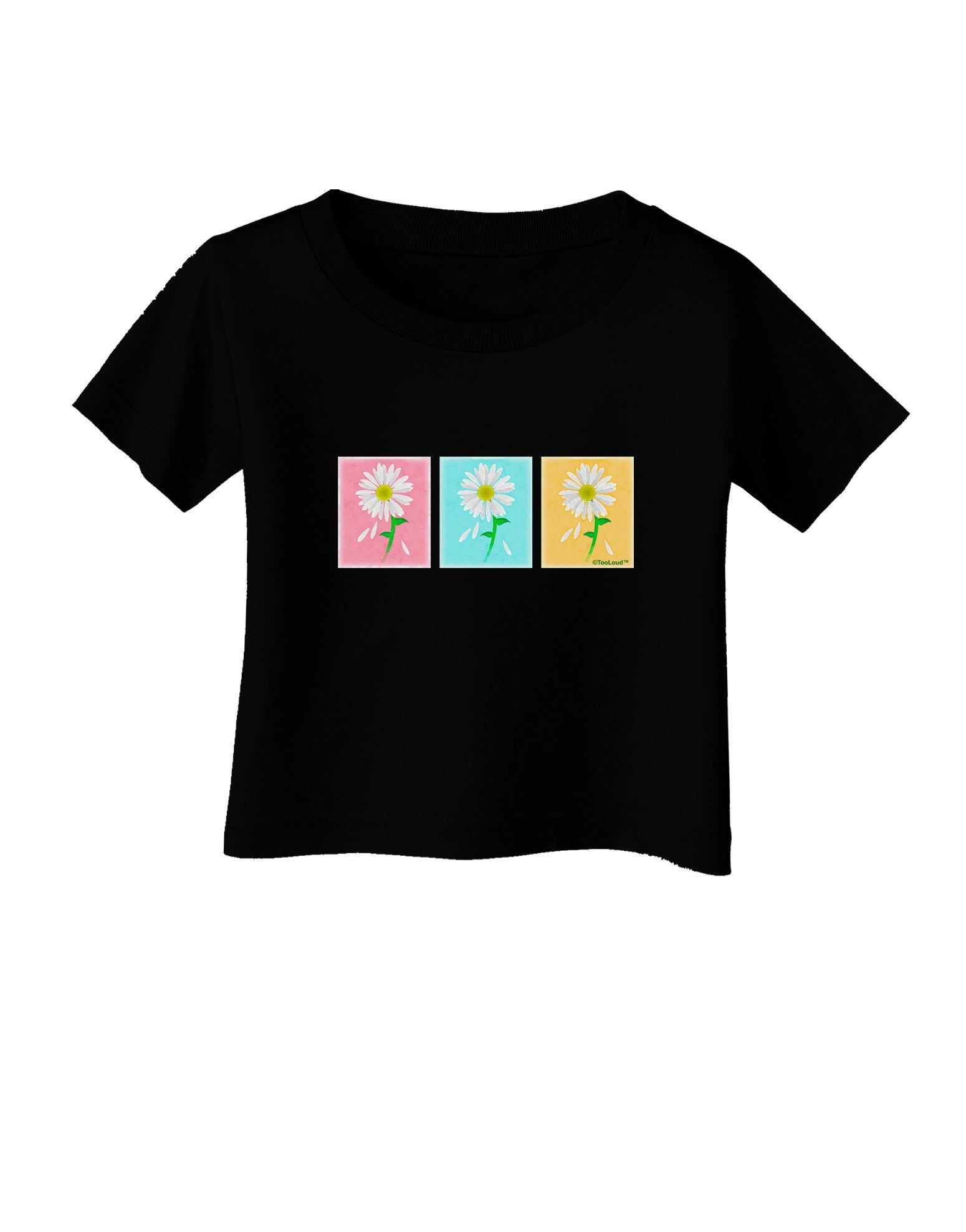 Pretty Daisies Watercolor Infant T-Shirt Dark-Infant T-Shirt-TooLoud-Black-06-Months-Davson Sales