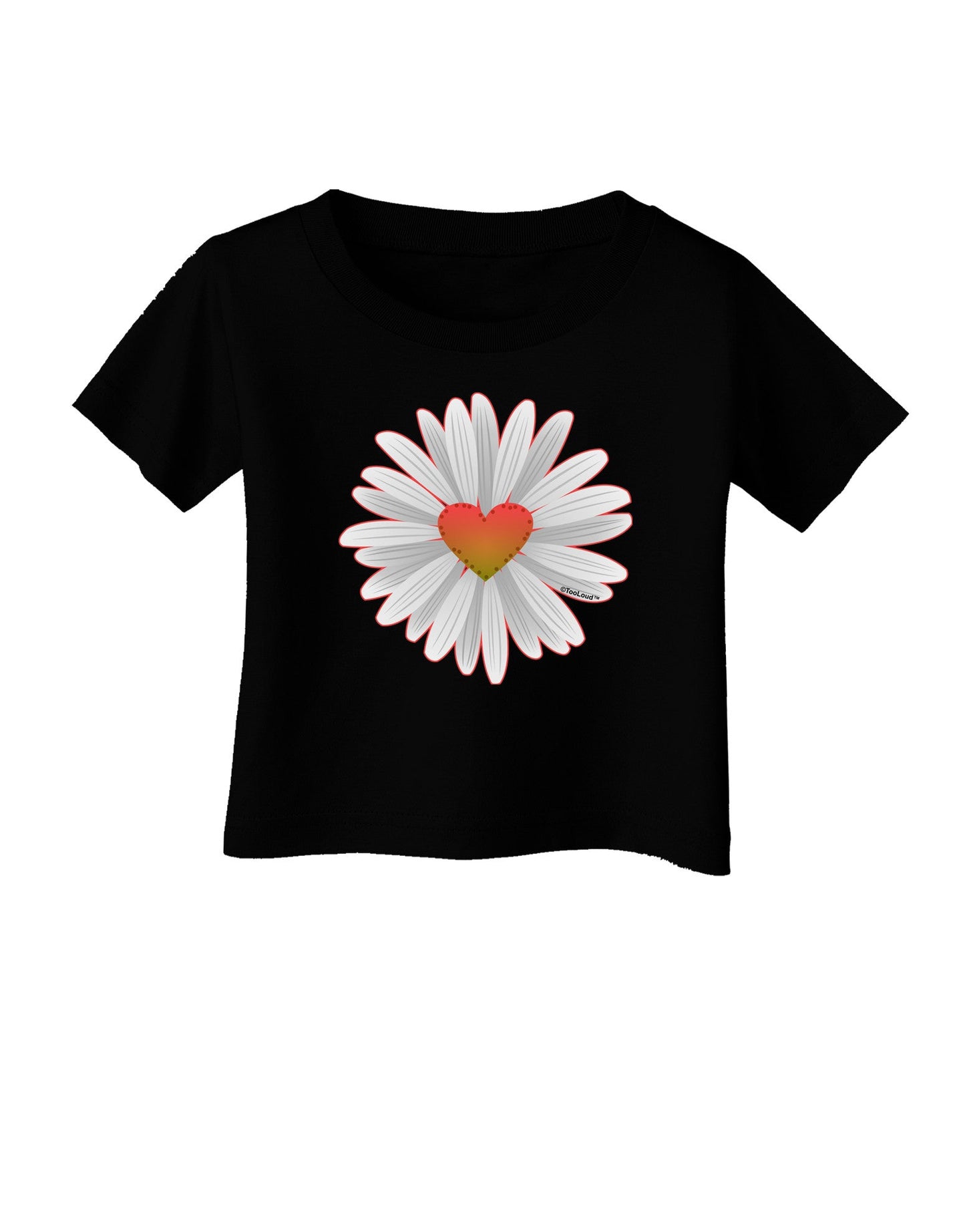 Pretty Daisy Heart Infant T-Shirt Dark-Infant T-Shirt-TooLoud-Black-06-Months-Davson Sales