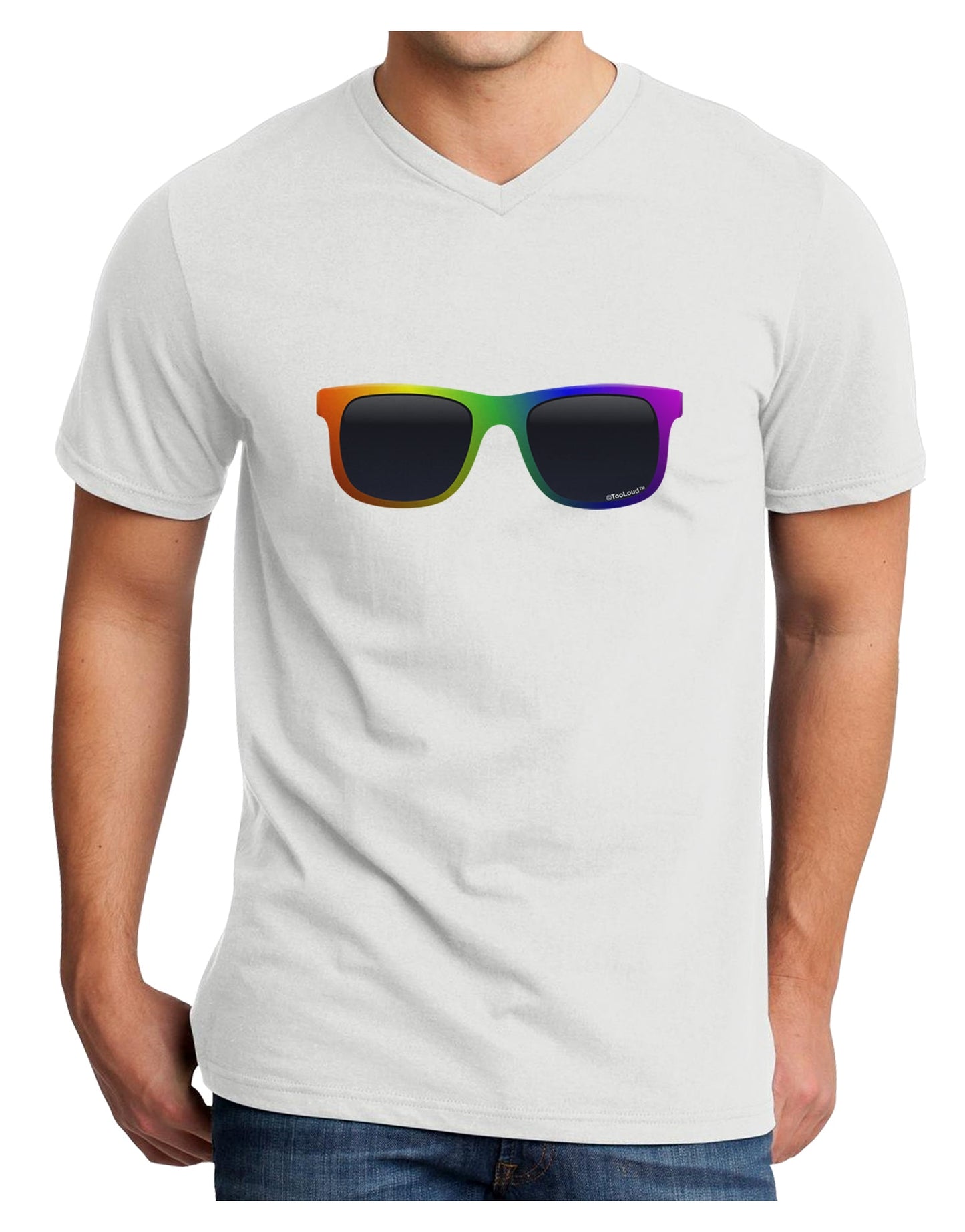 Pride Rainbow Glasses Adult V-Neck T-shirt by TooLoud-Mens V-Neck T-Shirt-TooLoud-White-Small-Davson Sales