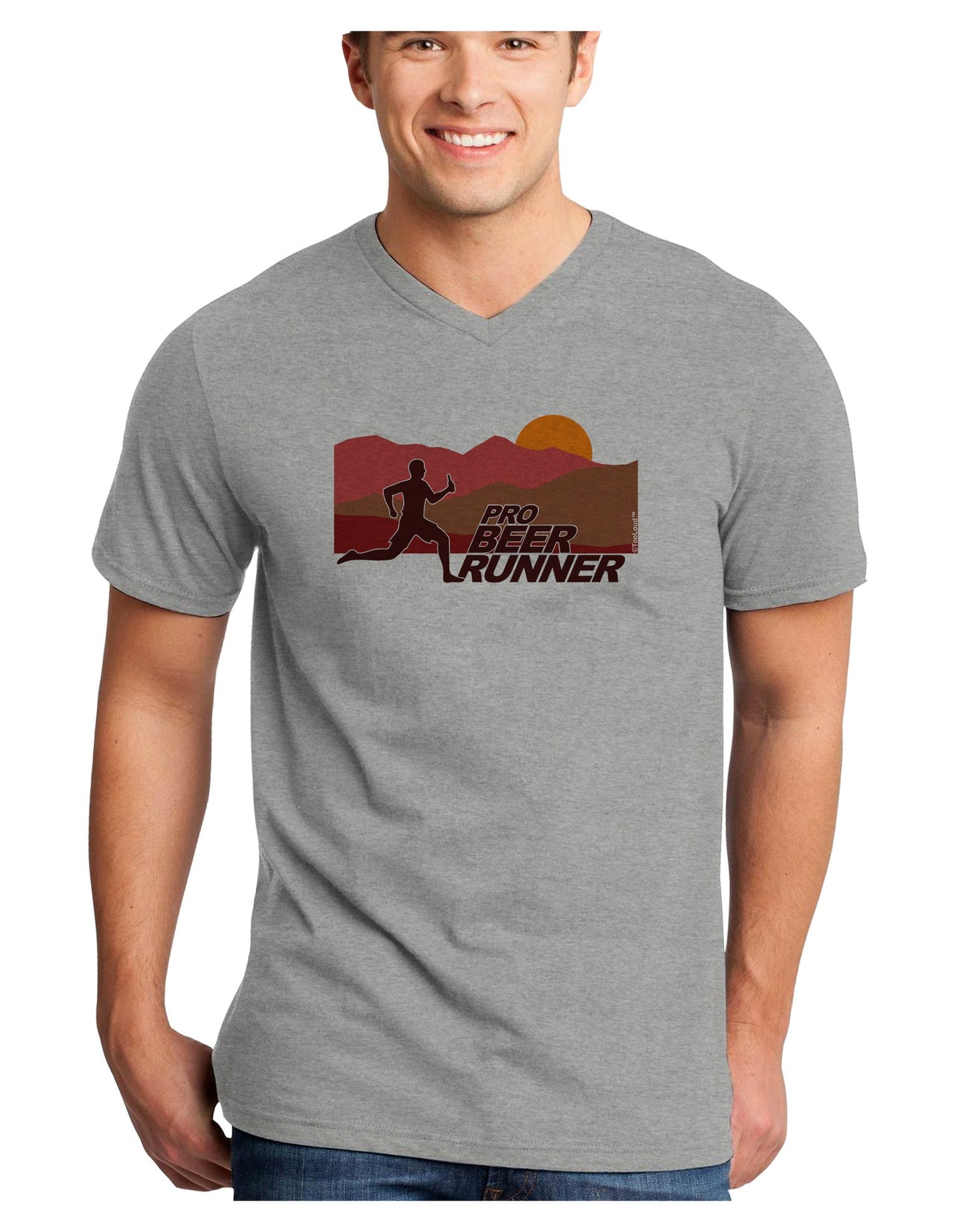 Pro Beer Runner Man Adult V-Neck T-shirt-Mens V-Neck T-Shirt-TooLoud-HeatherGray-Small-Davson Sales