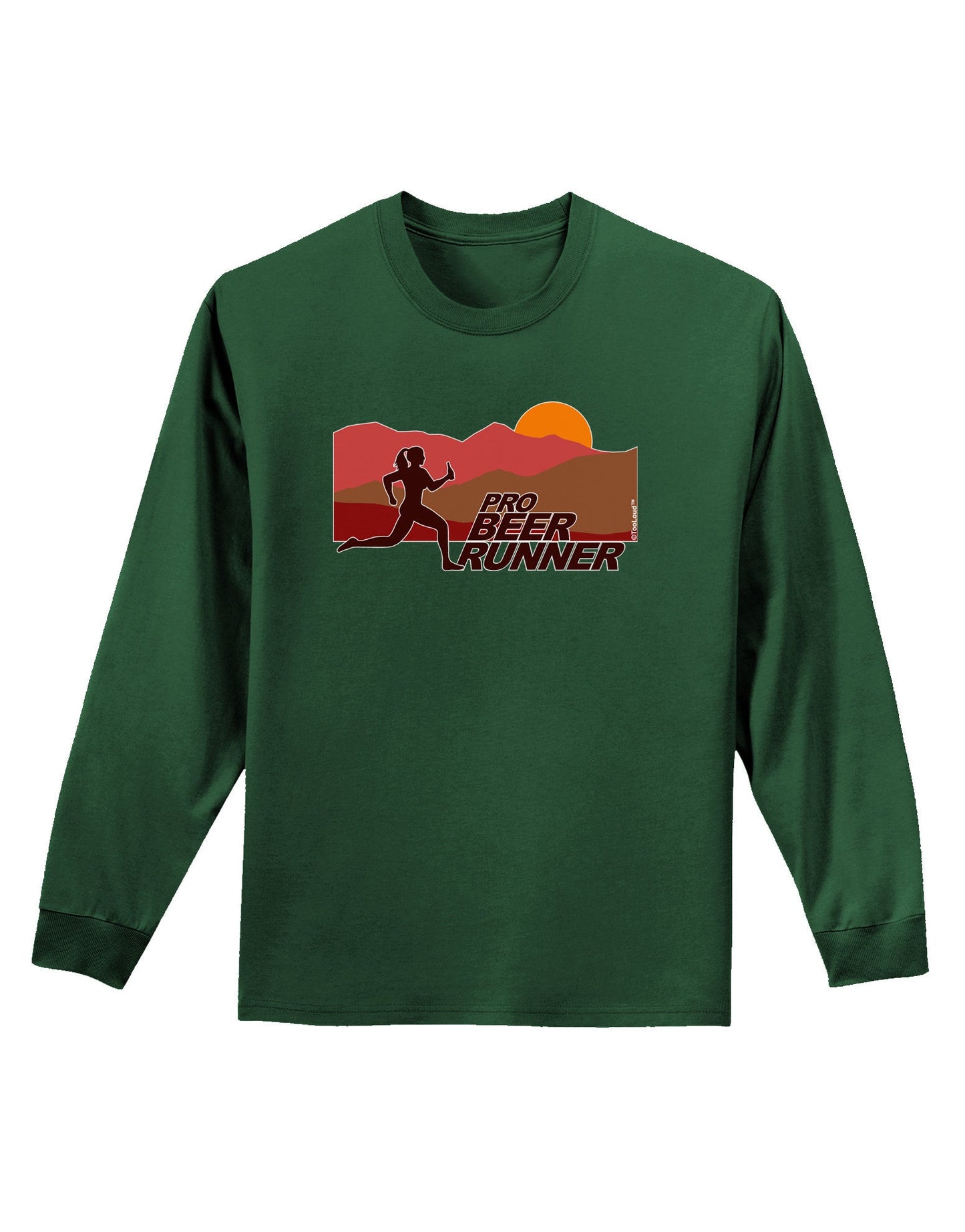 Pro Beer Runner Woman Adult Long Sleeve Dark T-Shirt-TooLoud-Dark-Green-Small-Davson Sales