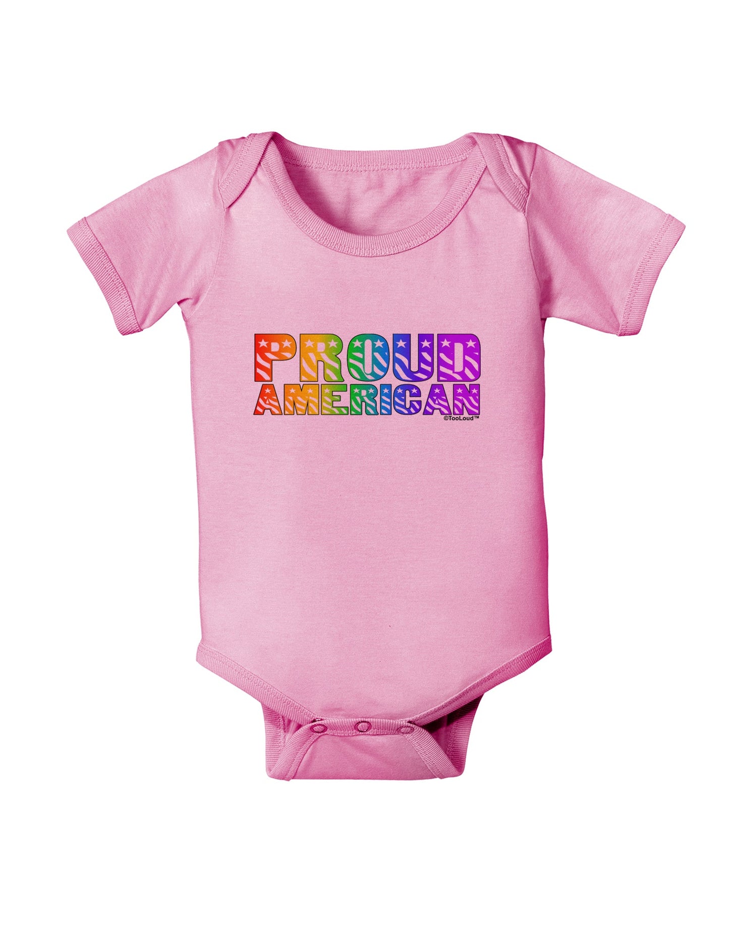 Proud American Rainbow Text Baby Romper Bodysuit by TooLoud-Baby Romper-TooLoud-Light-Pink-06-Months-Davson Sales