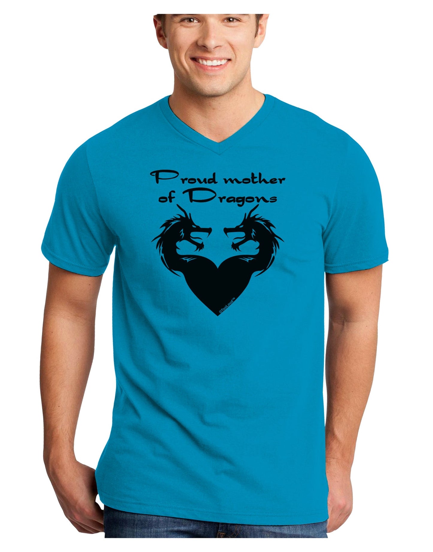 Proud Mother of Dragons Adult V-Neck T-shirt-Mens V-Neck T-Shirt-TooLoud-Turquoise-Small-Davson Sales