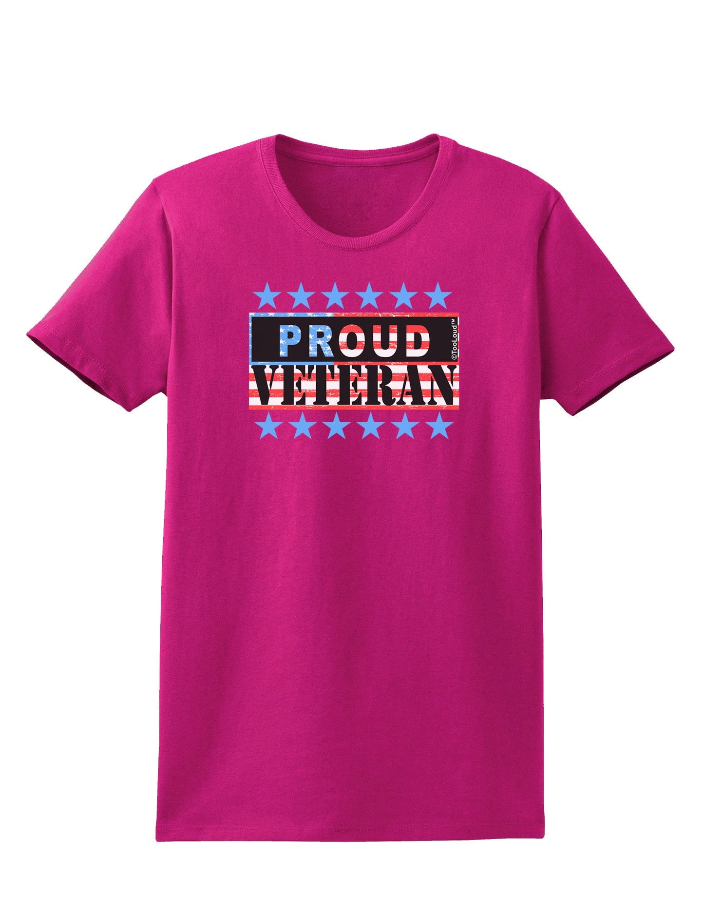 Proud Veteran Flag Womens Dark T-Shirt-TooLoud-Hot-Pink-Small-Davson Sales