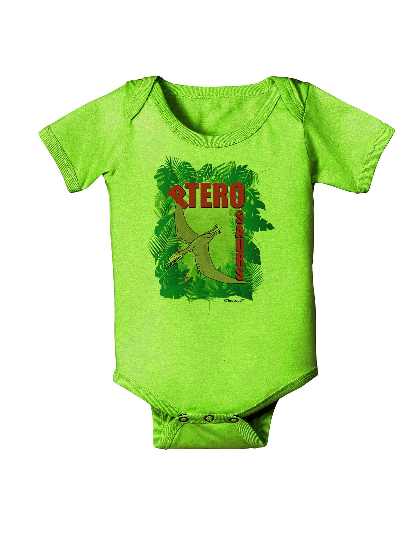 Pterosaurs - With Name Baby Romper Bodysuit by TooLoud-Baby Romper-TooLoud-Lime-Green-06-Months-Davson Sales