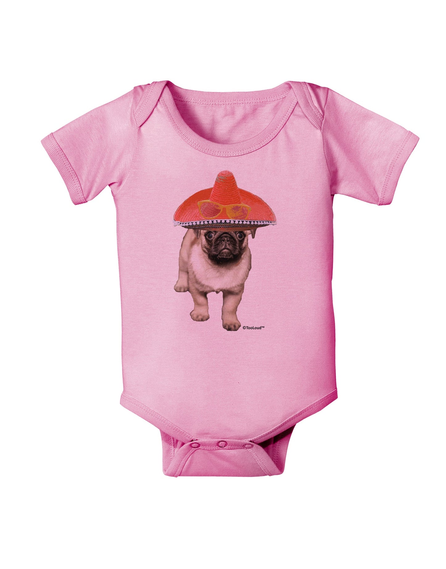 Pug Dog with Pink Sombrero Baby Romper Bodysuit by TooLoud-Baby Romper-TooLoud-Light-Pink-06-Months-Davson Sales