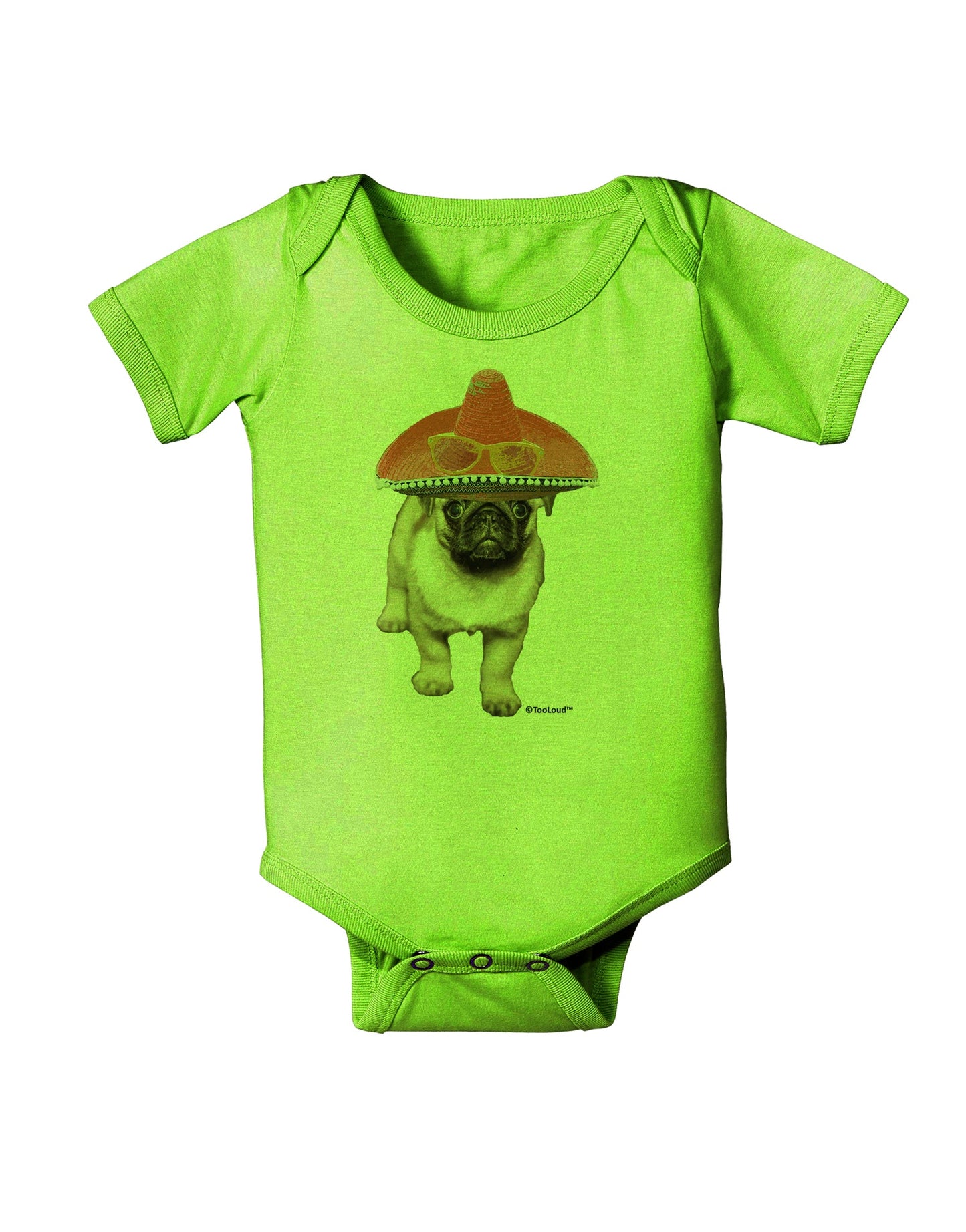 Pug Dog with Pink Sombrero Baby Romper Bodysuit by TooLoud-Baby Romper-TooLoud-Lime-Green-06-Months-Davson Sales
