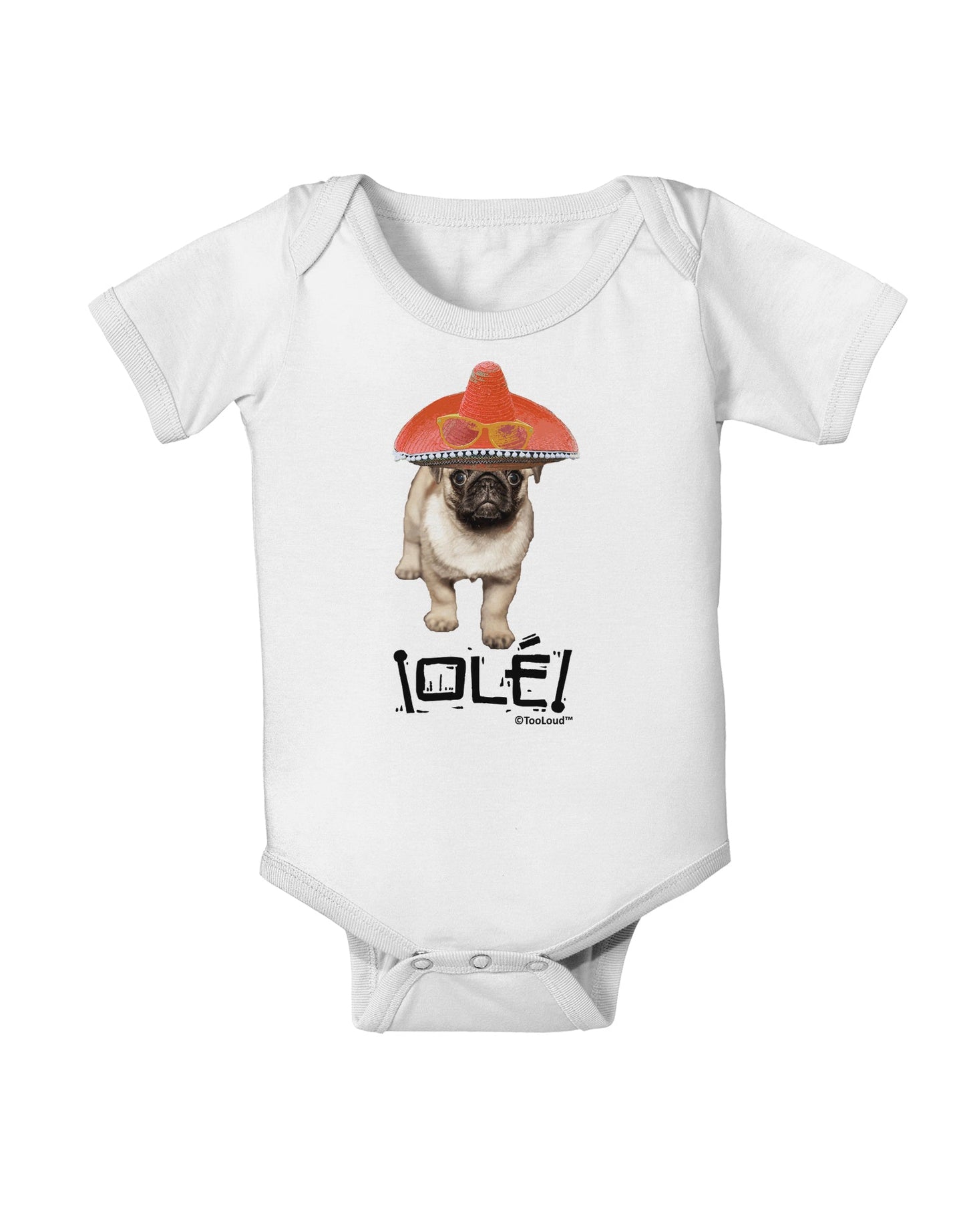 Pug Dog with Pink Sombrero - Ole Baby Romper Bodysuit by TooLoud-Baby Romper-TooLoud-White-06-Months-Davson Sales