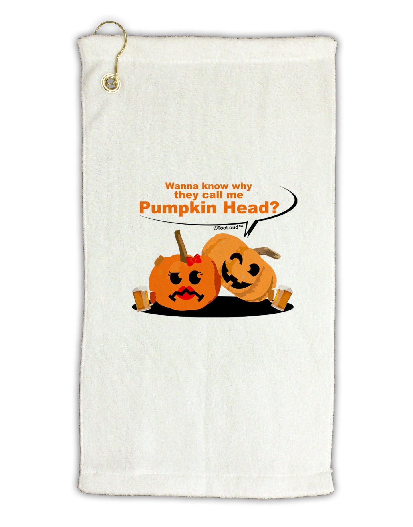 Pumpkin Head Micro Terry Gromet Golf Towel 16 x 25 inch-Golf Towel-TooLoud-White-Davson Sales