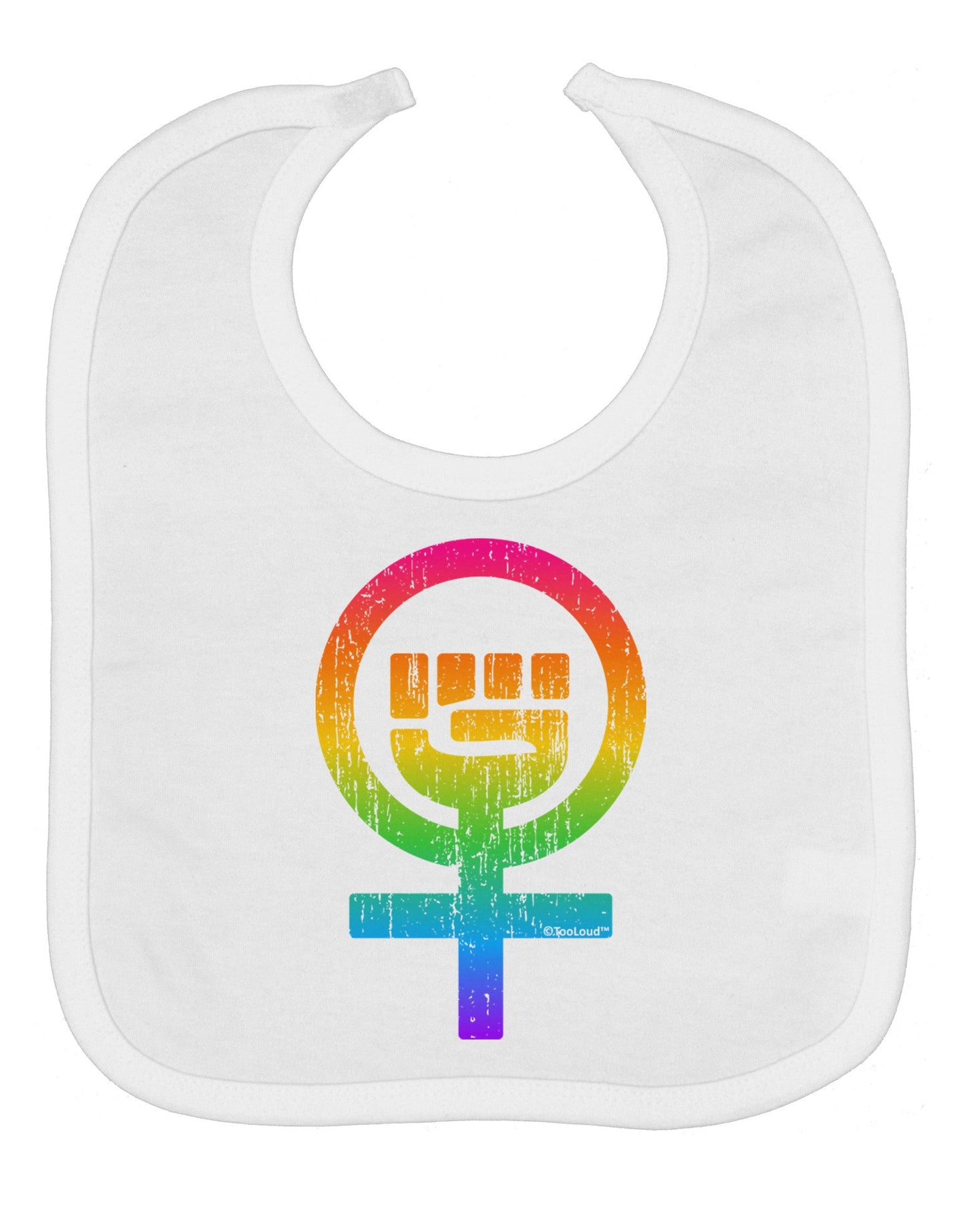 Rainbow Distressed Feminism Symbol Baby Bib