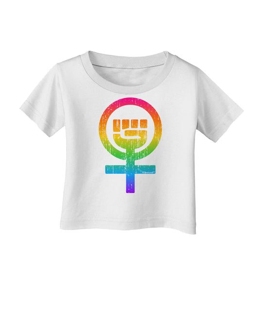 Rainbow Distressed Feminism Symbol Infant T-Shirt-Infant T-Shirt-TooLoud-White-06-Months-Davson Sales