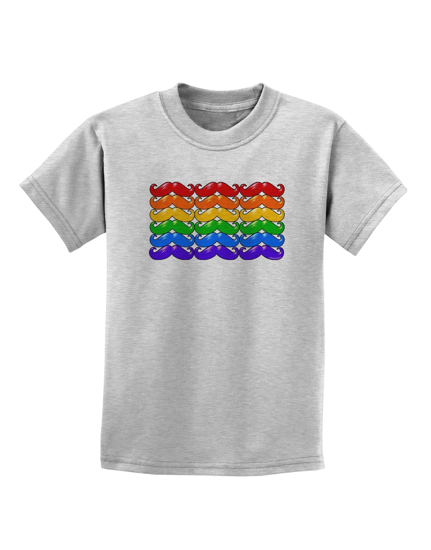 Rainbow Mustaches Gay Pride Flag Childrens T-Shirt-Childrens T-Shirt-TooLoud-AshGray-X-Small-Davson Sales