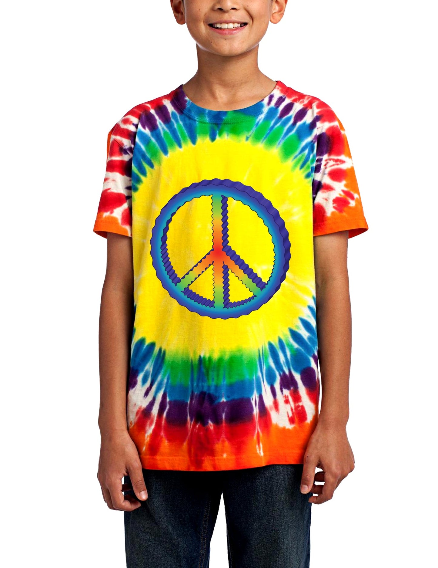 Rainbow Peace Childrens Tie Dye Window Dark T-Shirt-TooLoud-Rainbow-X-Small-Davson Sales