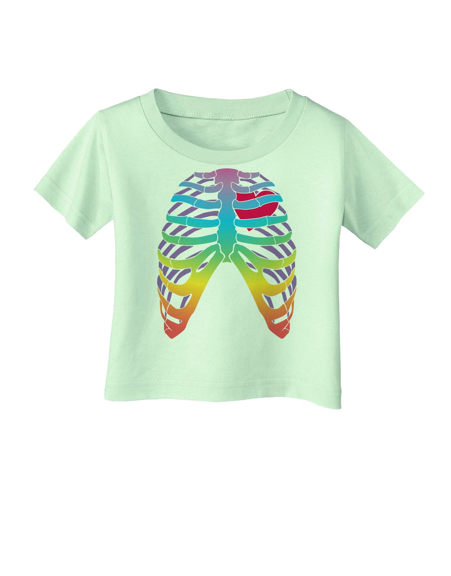 Rainbow Skeleton Ribcage with Heart Infant T-Shirt-Infant T-Shirt-TooLoud-Light-Green-06-Months-Davson Sales