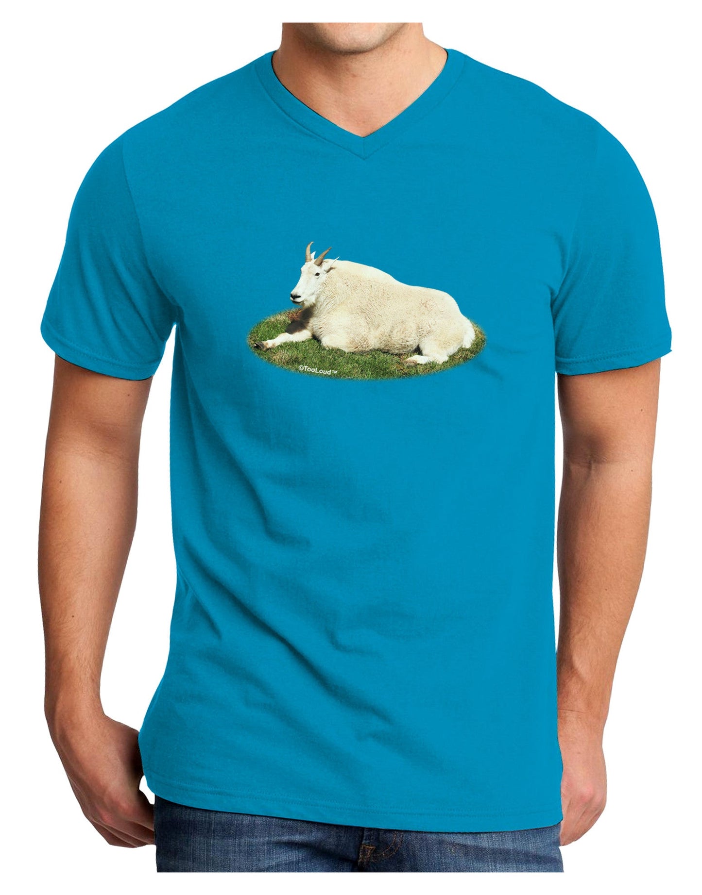 Ram Cutout Adult Dark V-Neck T-Shirt-Mens V-Neck T-Shirt-TooLoud-Turquoise-Small-Davson Sales