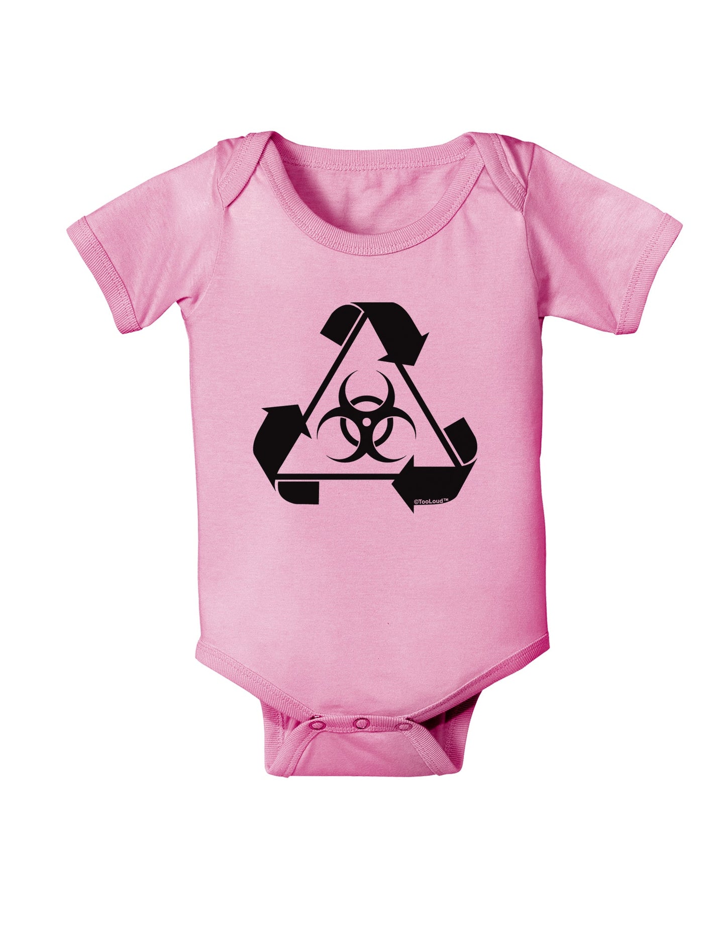 Recycle Biohazard Sign Black and White Baby Romper Bodysuit by TooLoud-Baby Romper-TooLoud-Light-Pink-06-Months-Davson Sales