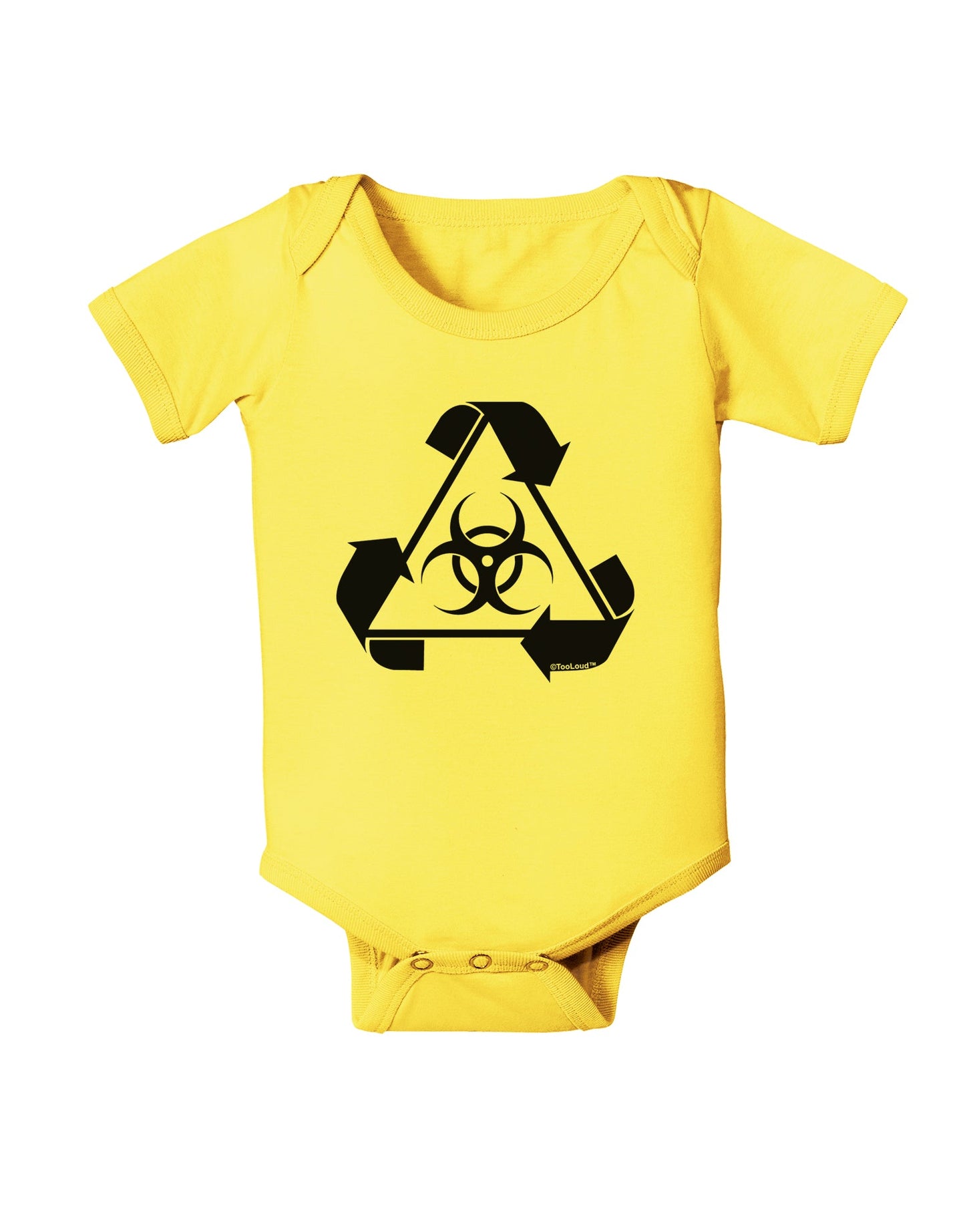 Recycle Biohazard Sign Black and White Baby Romper Bodysuit by TooLoud-Baby Romper-TooLoud-Yellow-06-Months-Davson Sales