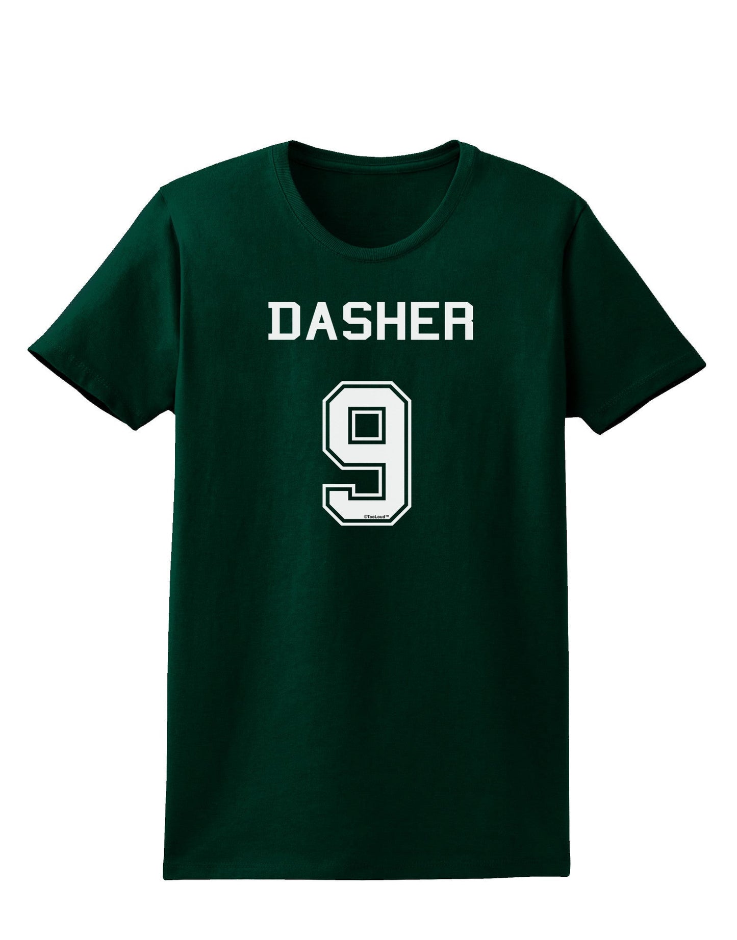 Reindeer Jersey - Dasher 9 Womens Dark T-Shirt-Womens T-Shirt-TooLoud-Forest-Green-Small-Davson Sales