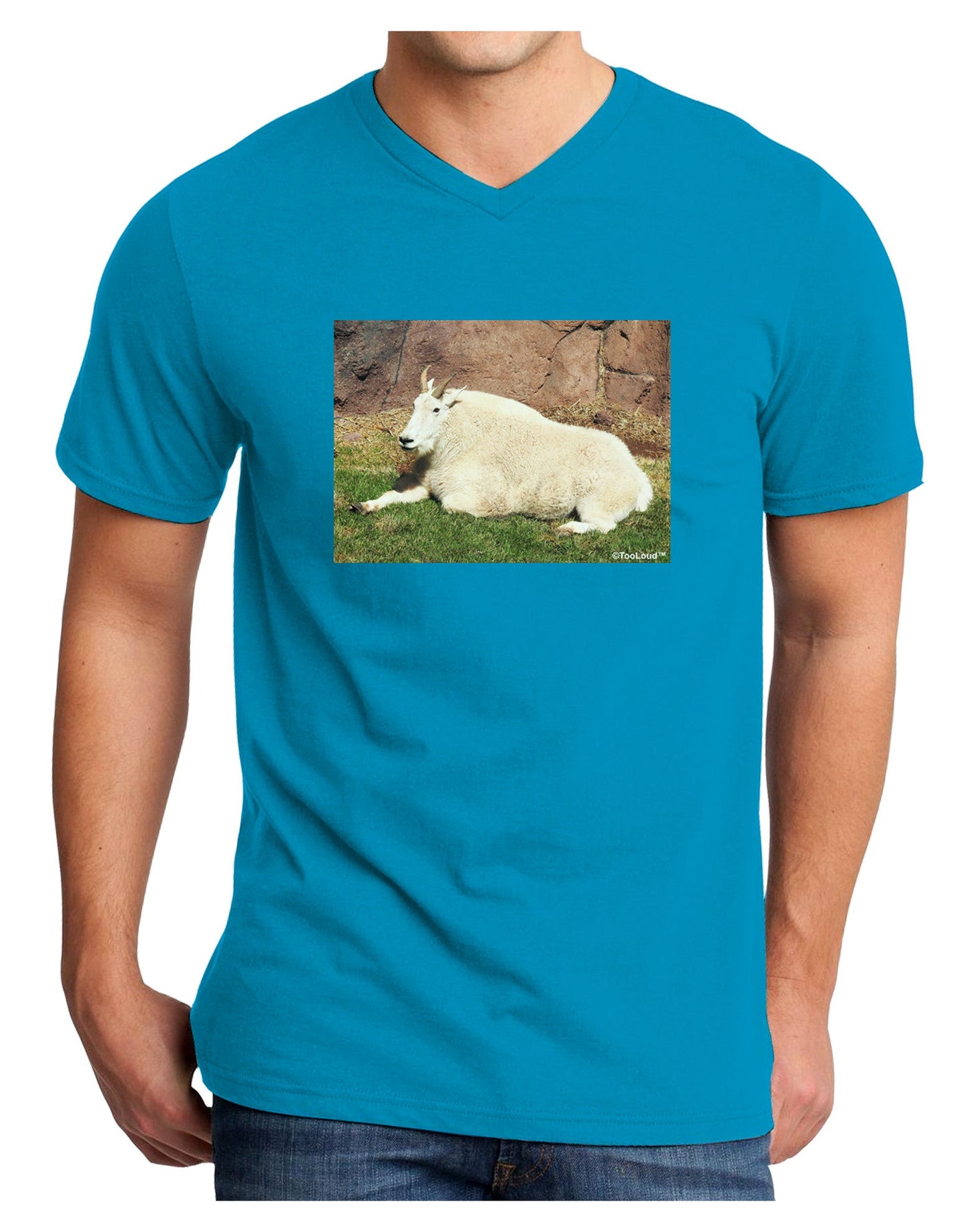 Relaxing Ram Adult Dark V-Neck T-Shirt-Mens V-Neck T-Shirt-TooLoud-Turquoise-Small-Davson Sales