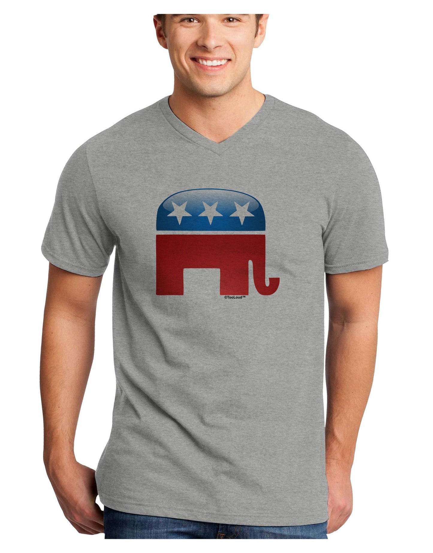 Republican Bubble Symbol Adult V-Neck T-shirt-Mens V-Neck T-Shirt-TooLoud-HeatherGray-Small-Davson Sales