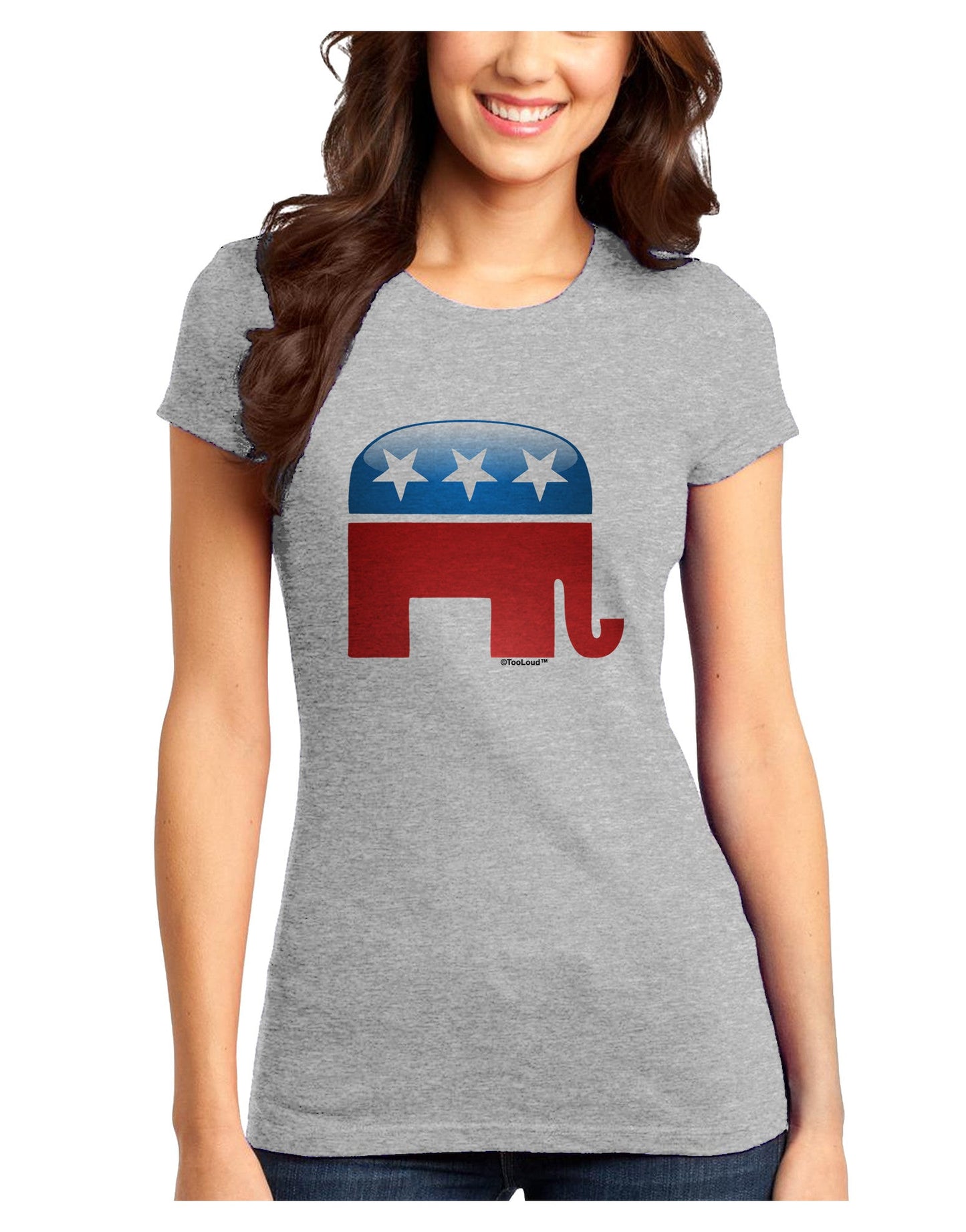 Republican Bubble Symbol Juniors Petite T-Shirt-T-Shirts Juniors Tops-TooLoud-Ash-Gray-Juniors Fitted X-Small-Davson Sales