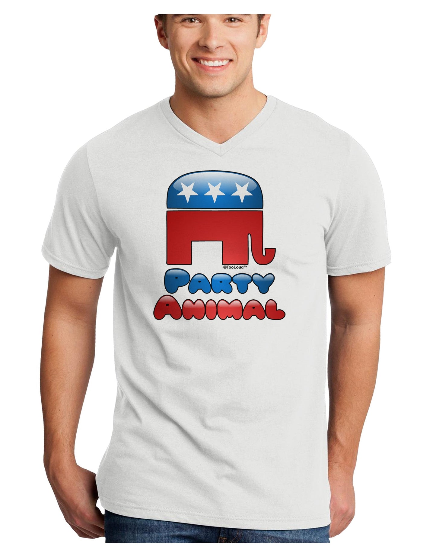 Republican Party Animal Adult V-Neck T-shirt-Mens V-Neck T-Shirt-TooLoud-White-Small-Davson Sales