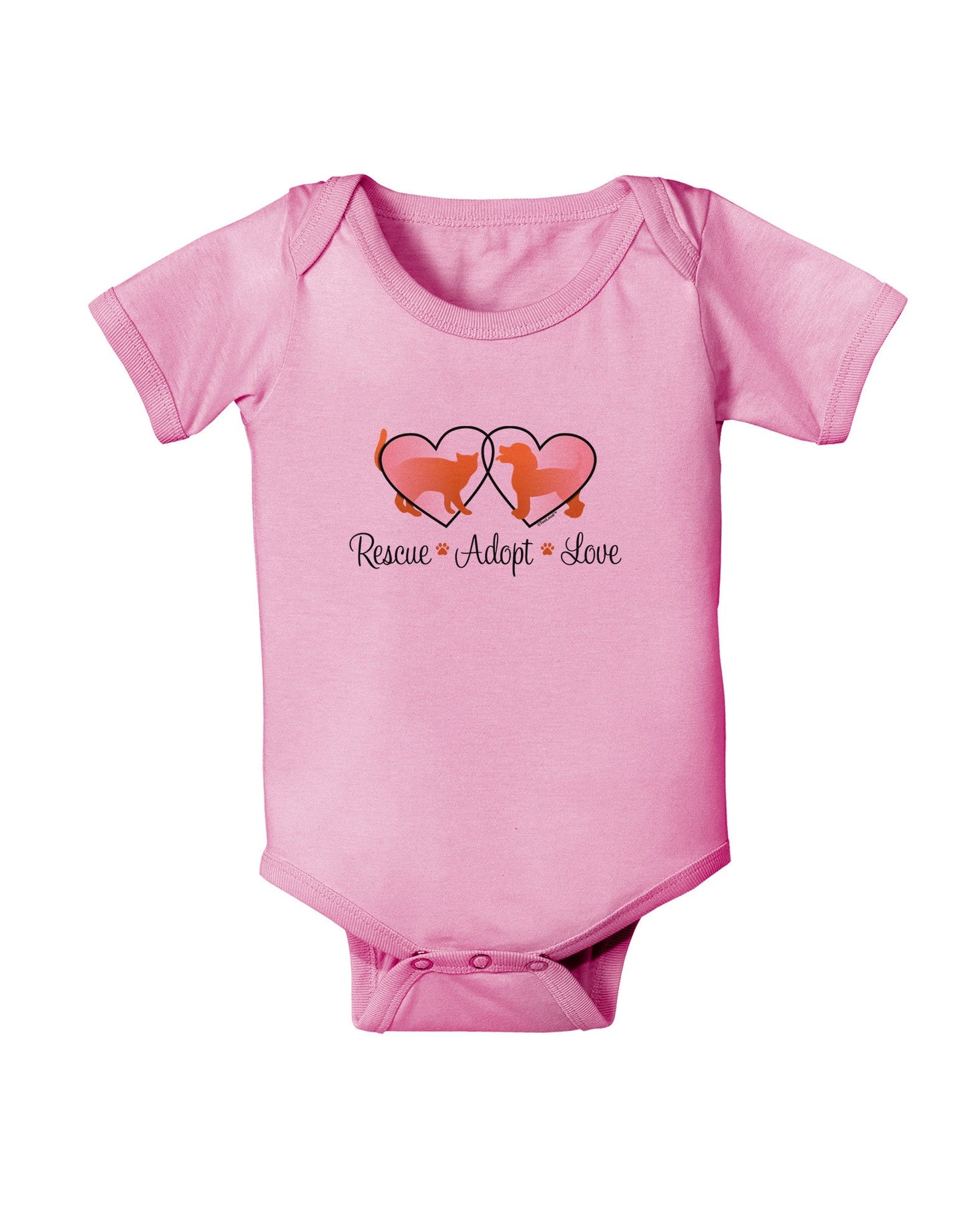 Rescue Adopt Love Baby Romper Bodysuit-Baby Romper-TooLoud-Pink-06-Months-Davson Sales