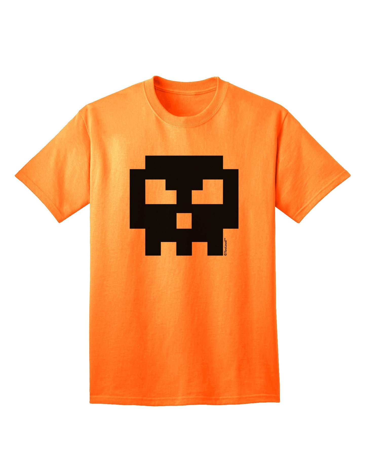 Retro 8-Bit Skull Adult T-Shirt-Mens T-Shirt-TooLoud-Neon-Orange-Small-Davson Sales