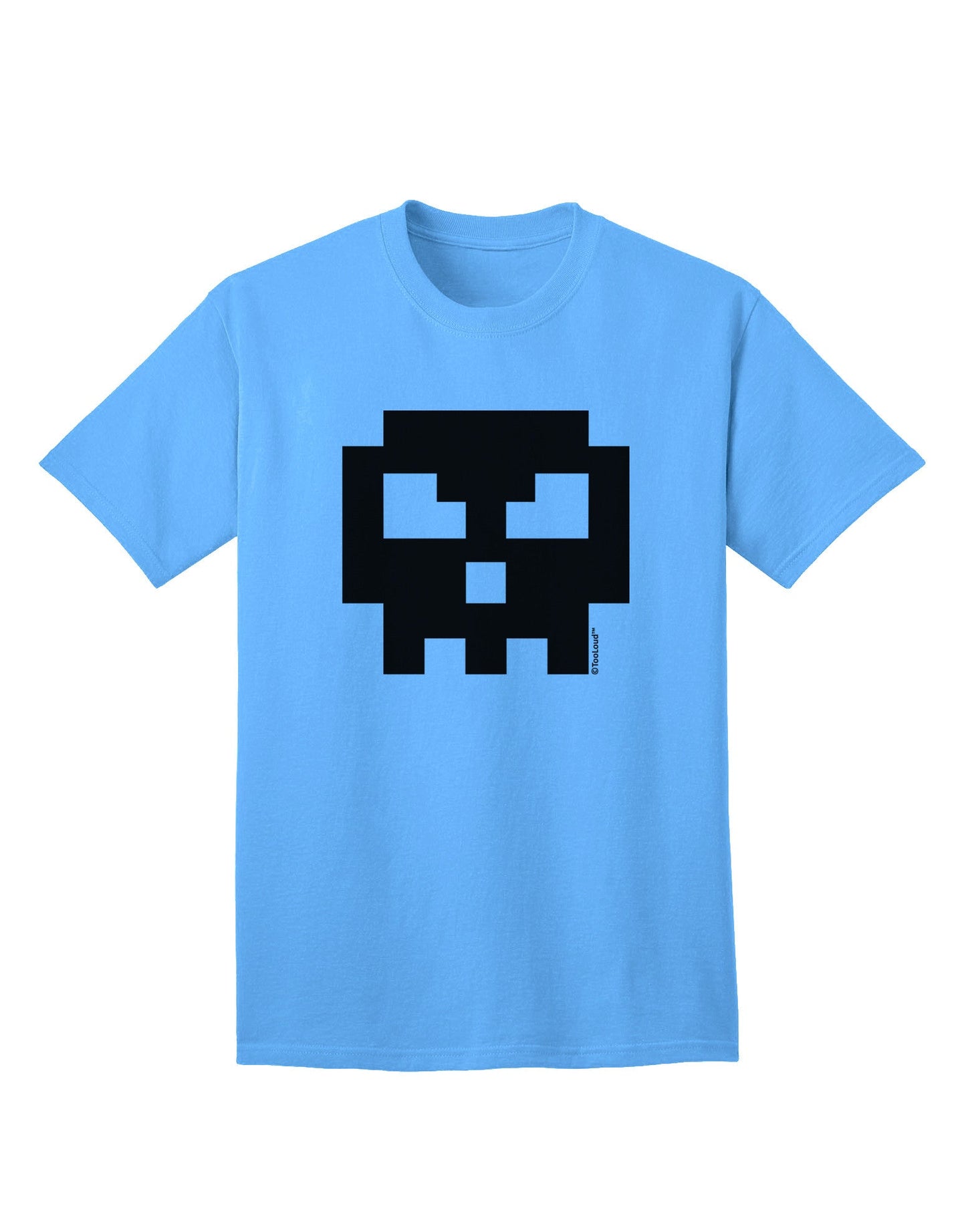 Retro 8-Bit Skull Adult T-Shirt-Mens T-Shirt-TooLoud-Aquatic-Blue-Small-Davson Sales
