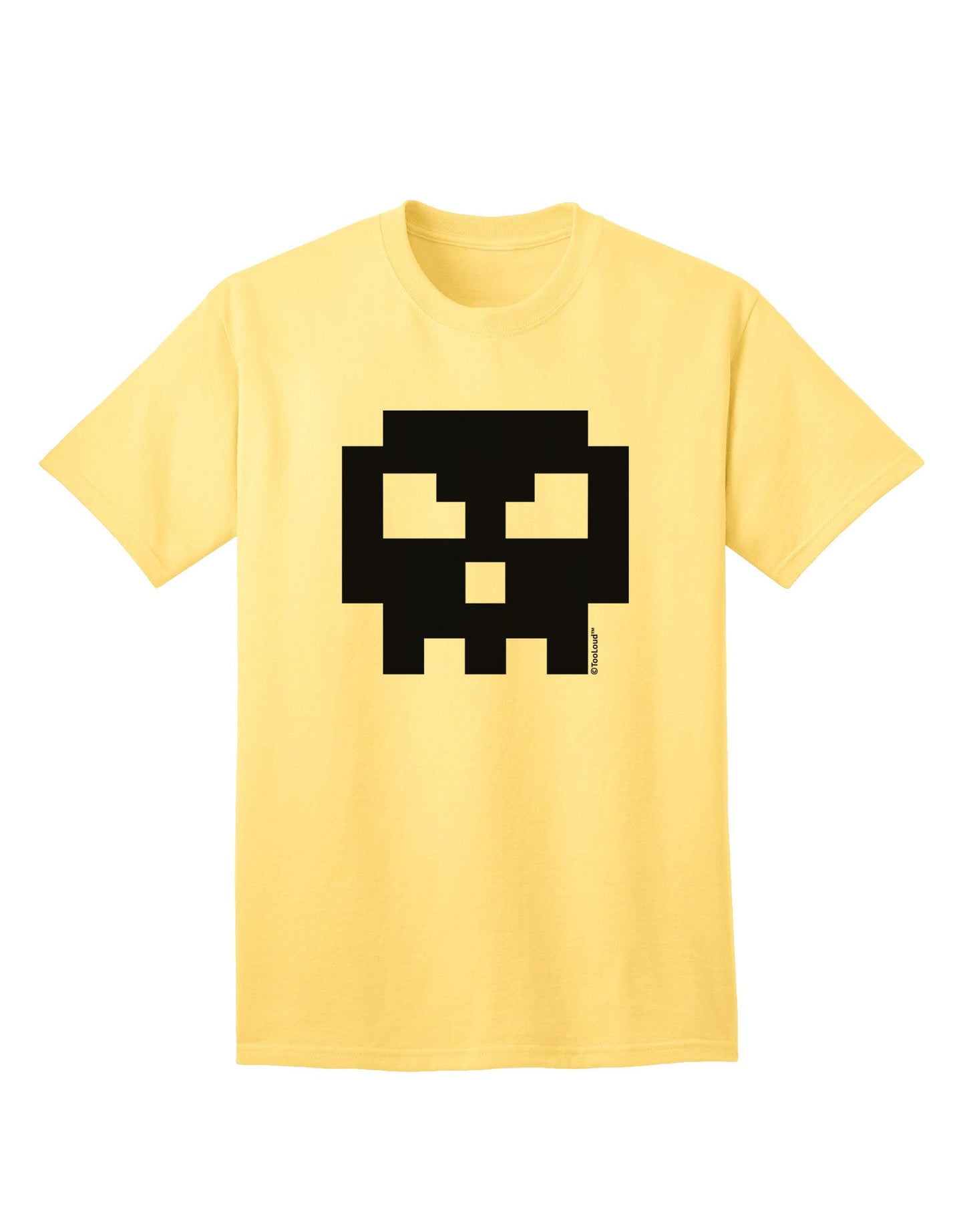 Retro 8-Bit Skull Adult T-Shirt-Mens T-Shirt-TooLoud-Yellow-Small-Davson Sales