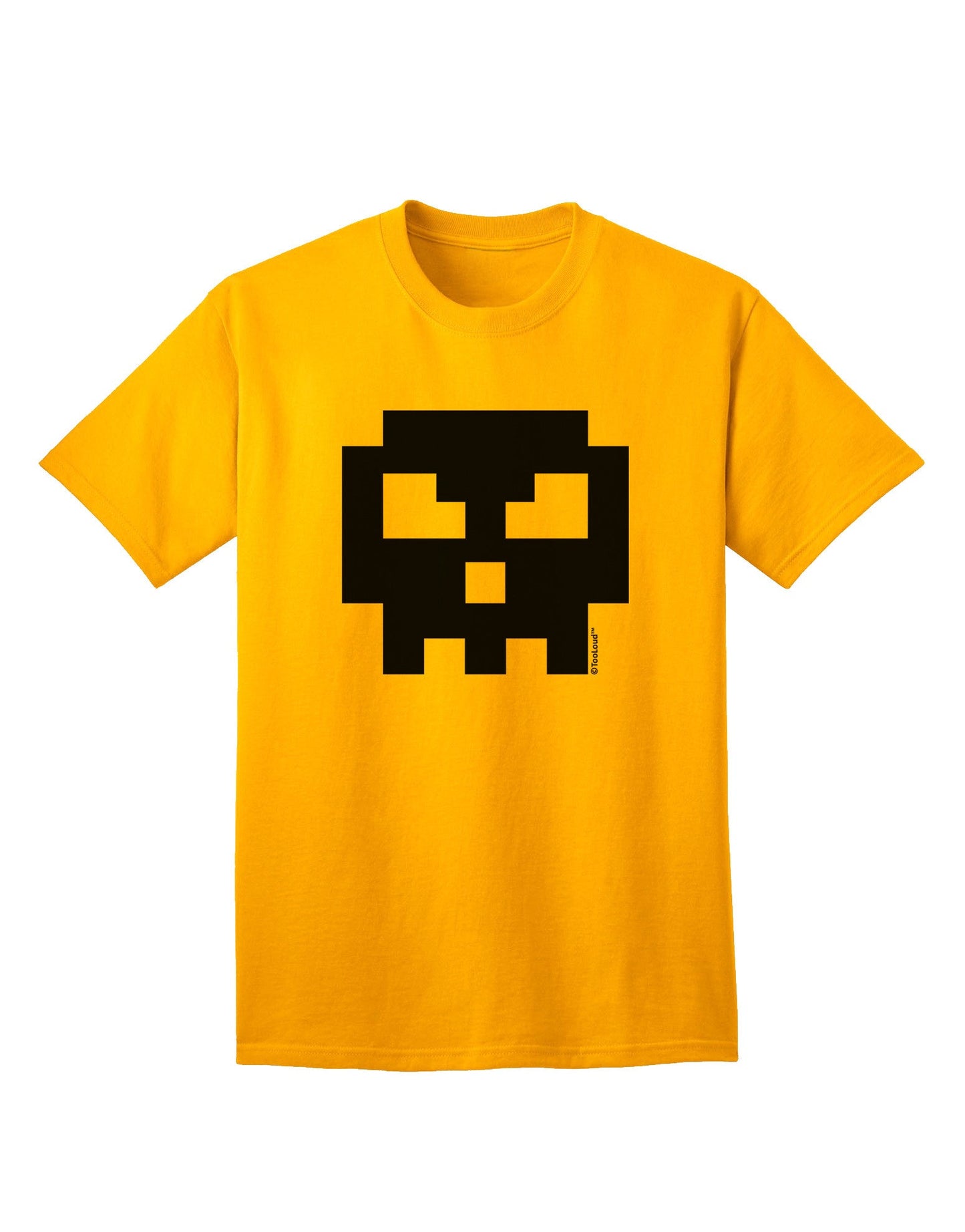 Retro 8-Bit Skull Adult T-Shirt-Mens T-Shirt-TooLoud-Gold-Small-Davson Sales