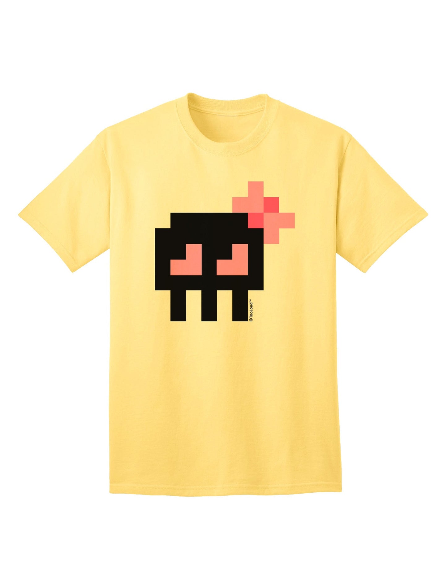 Retro 8-Bit Skull with Pink Bow Adult T-Shirt-Mens T-Shirt-TooLoud-Yellow-Small-Davson Sales