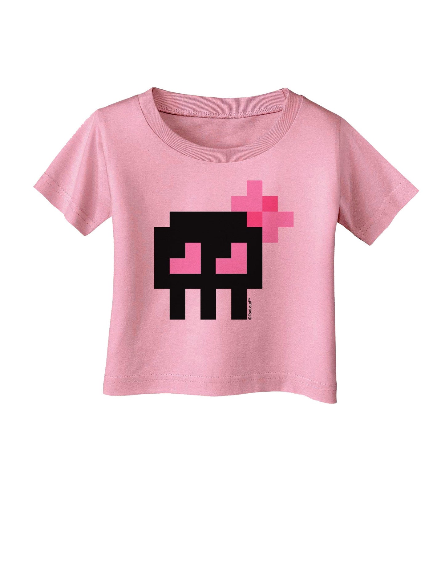 Retro 8-Bit Skull with Pink Bow Infant T-Shirt-Infant T-Shirt-TooLoud-Candy-Pink-06-Months-Davson Sales