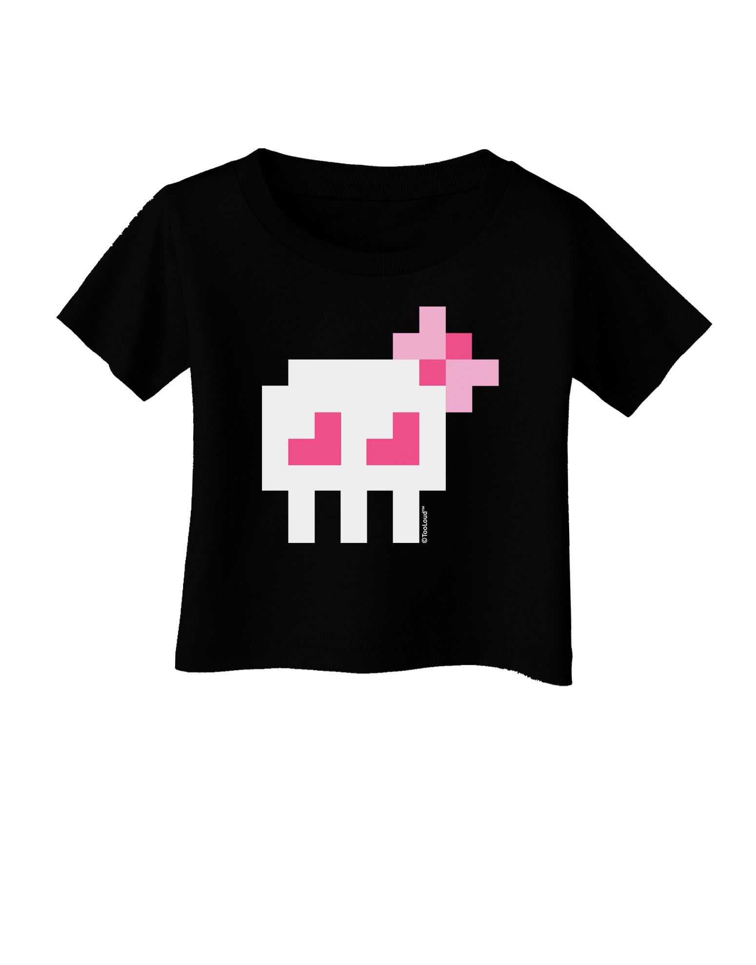 Retro 8-Bit Skull with Pink Bow Infant T-Shirt Dark-Infant T-Shirt-TooLoud-Black-06-Months-Davson Sales