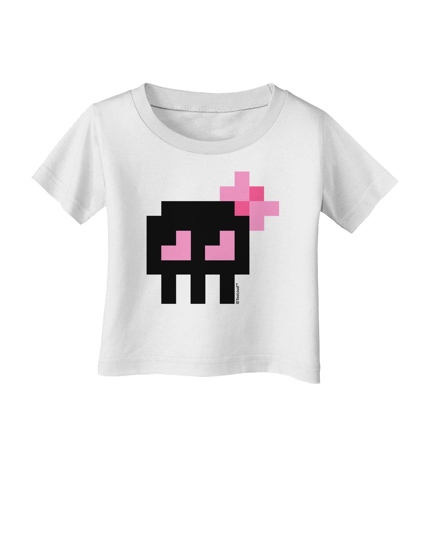 Retro 8-Bit Skull with Pink Bow Infant T-Shirt-Infant T-Shirt-TooLoud-White-06-Months-Davson Sales
