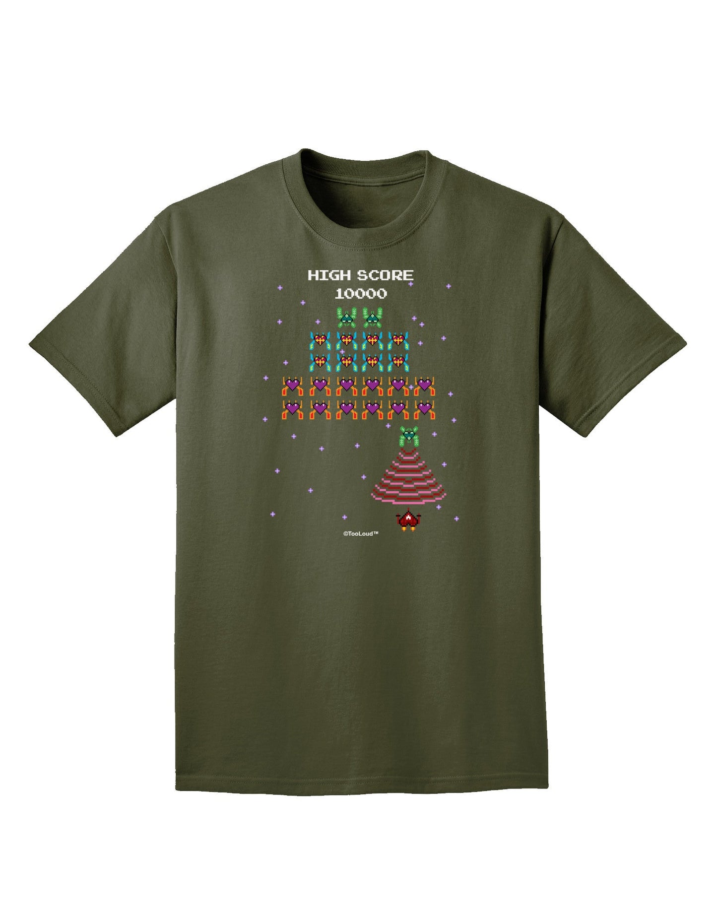 Retro Heart Fighter Adult Dark T-Shirt-Mens T-Shirt-TooLoud-Military-Green-Small-Davson Sales