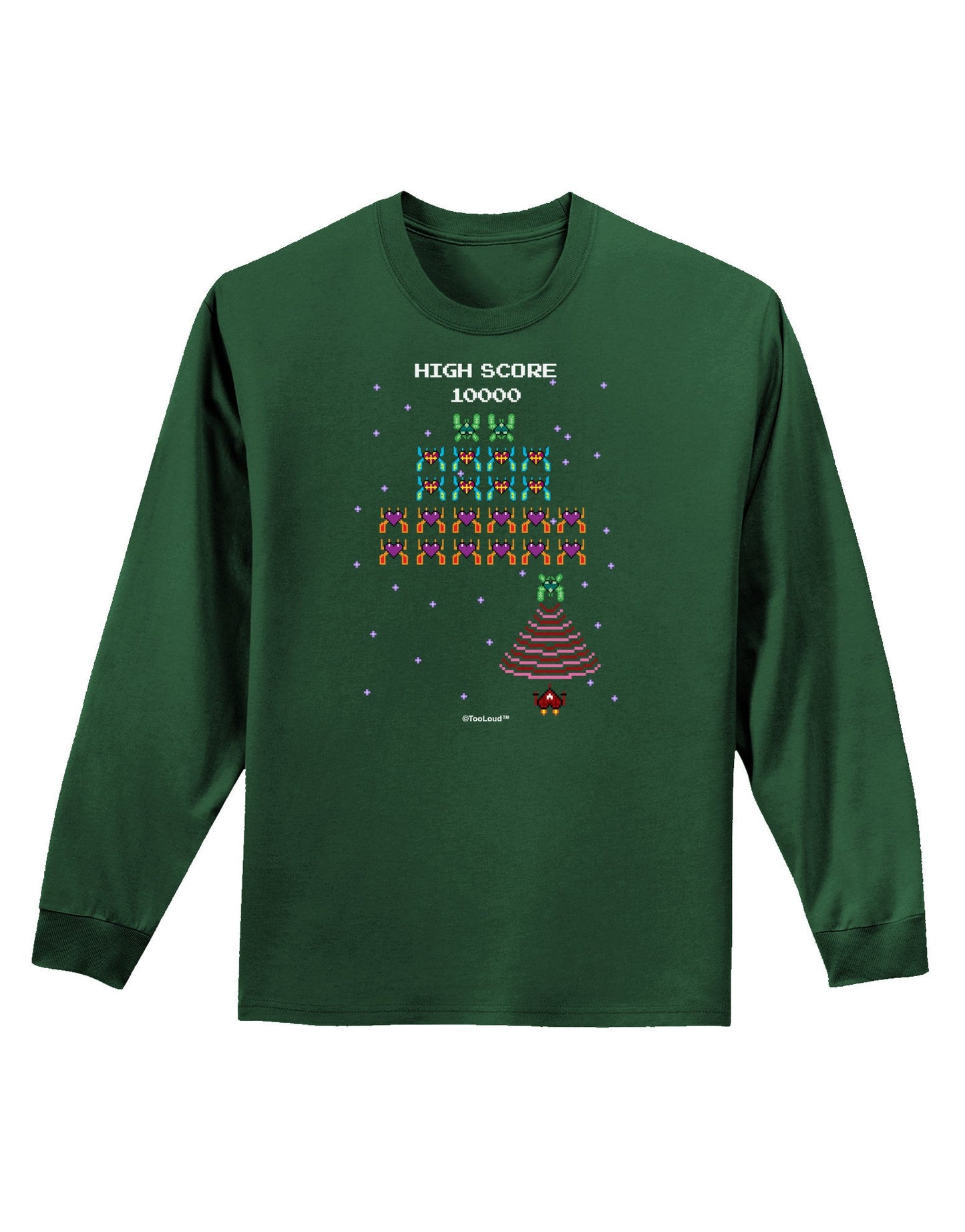 Retro Heart Fighter Adult Long Sleeve Dark T-Shirt-TooLoud-Dark-Green-Small-Davson Sales