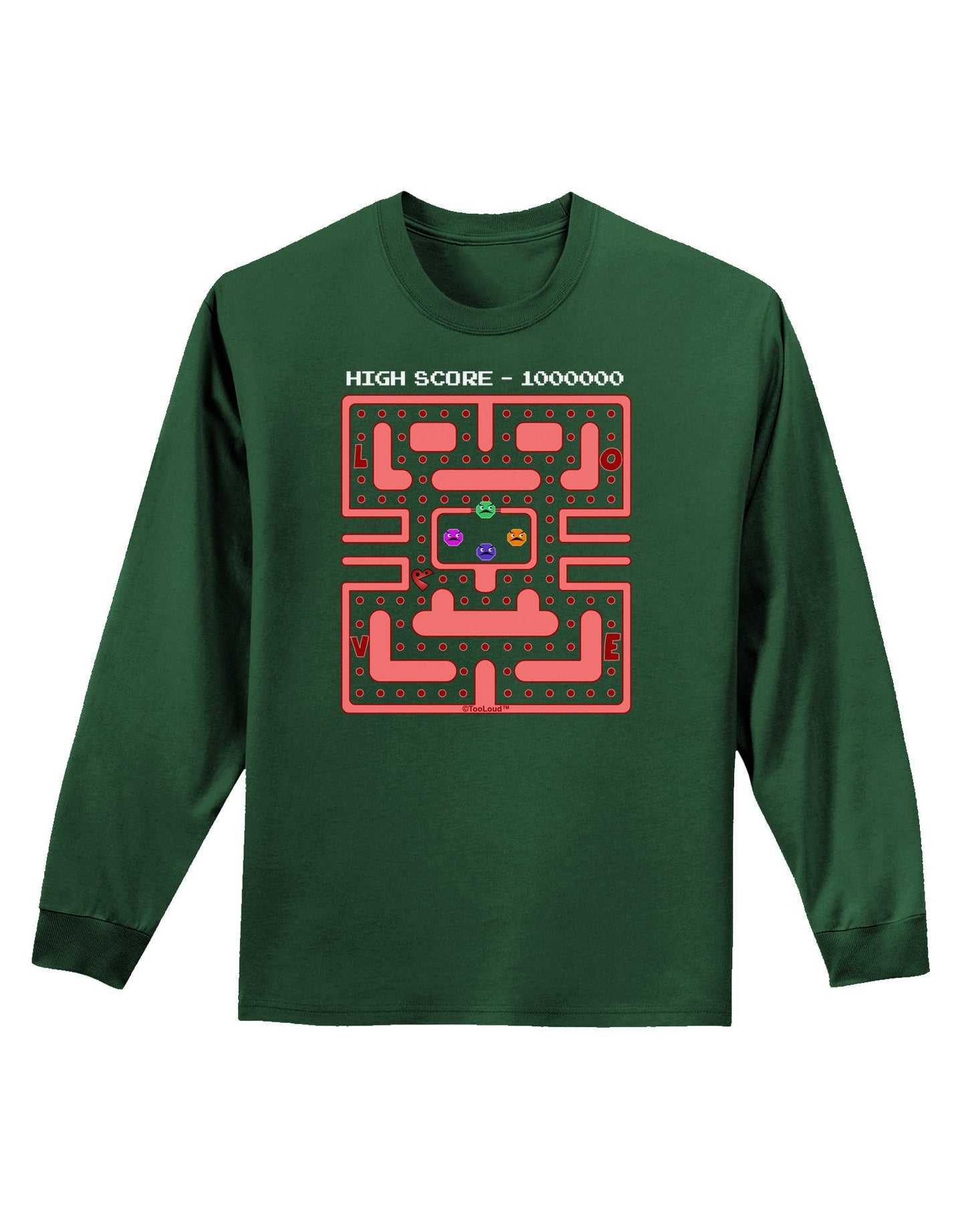 Retro Heart Man Adult Long Sleeve Dark T-Shirt-TooLoud-Dark-Green-Small-Davson Sales