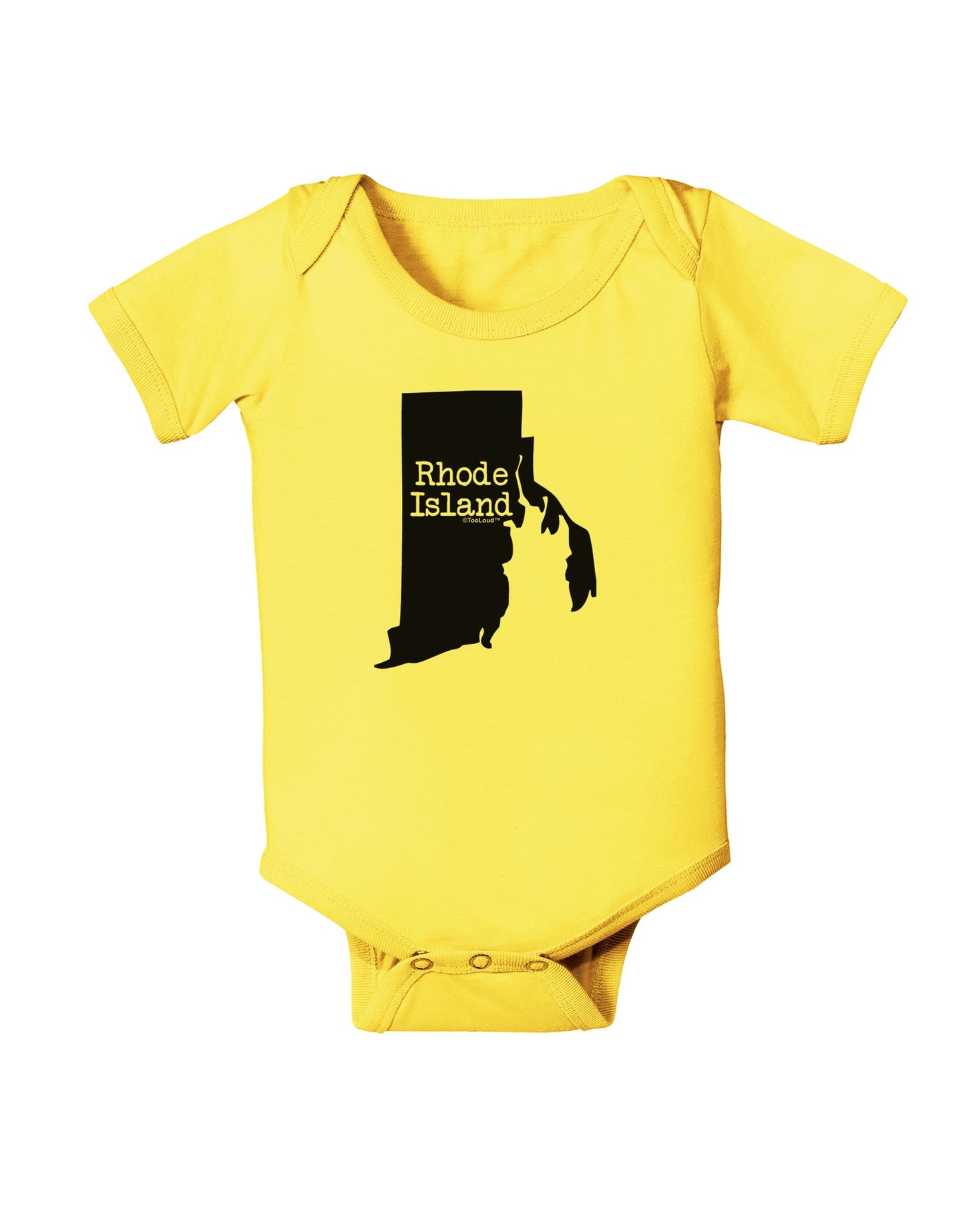 Rhode Island - United States Shape Baby Romper Bodysuit by TooLoud-Baby Romper-TooLoud-Yellow-06-Months-Davson Sales