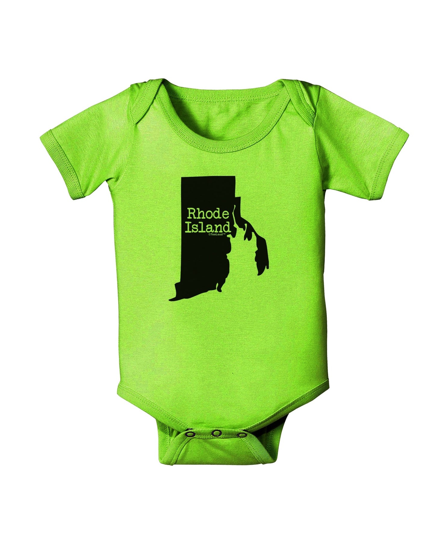 Rhode Island - United States Shape Baby Romper Bodysuit by TooLoud-Baby Romper-TooLoud-Lime-Green-06-Months-Davson Sales
