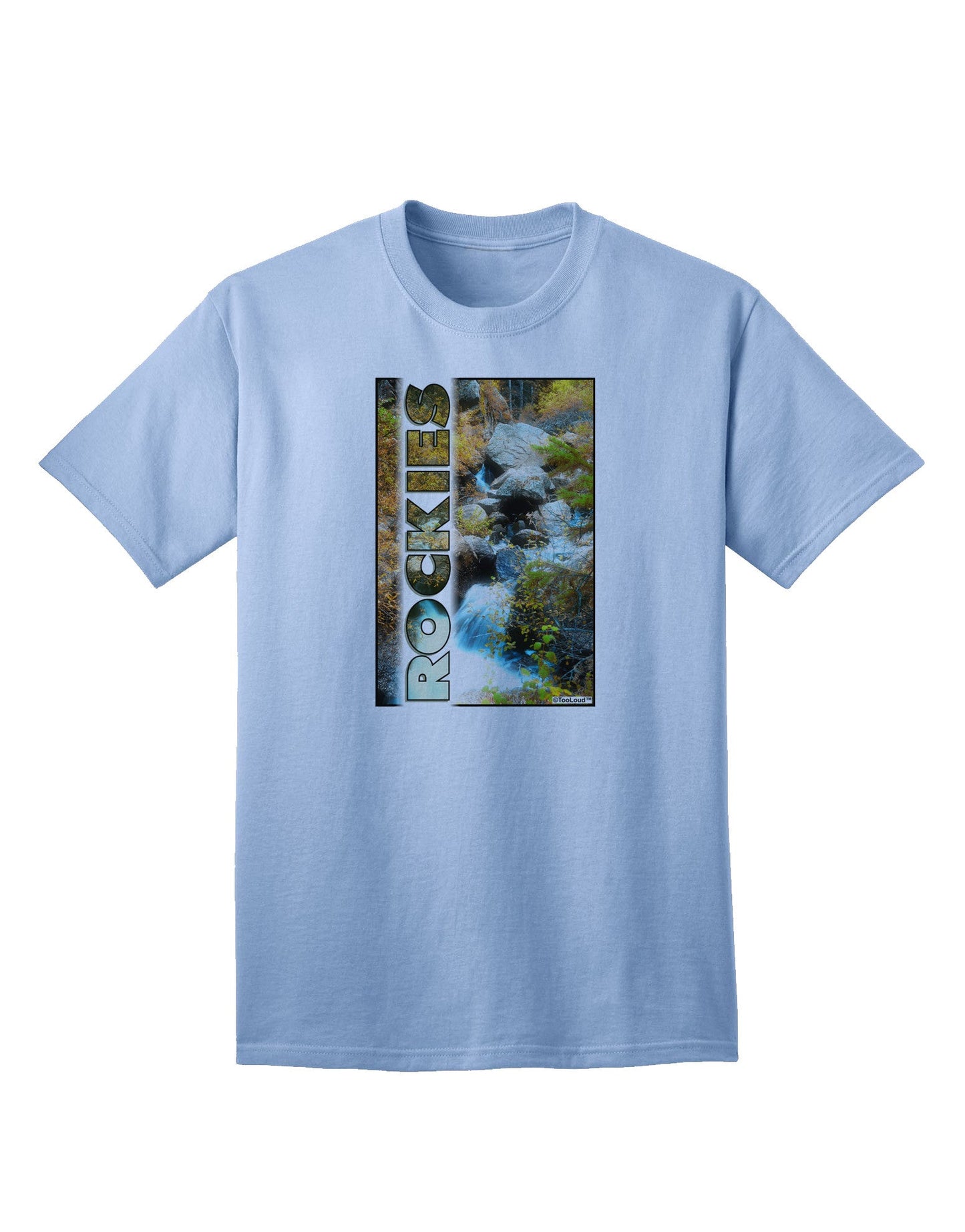 Rockies Waterfall Graphic: Premium Adult T-Shirt with Custom Text Option-Mens T-shirts-TooLoud-Light-Blue-Small-Davson Sales